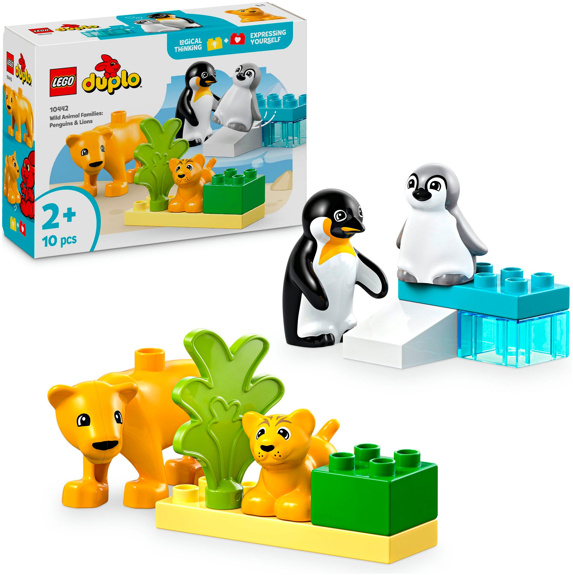 LEGO Konstruktionsspielsteine "Wildtier-Familien: Pinguine und Löwen (10442), LEGO DUPLO Town" Made in Europe