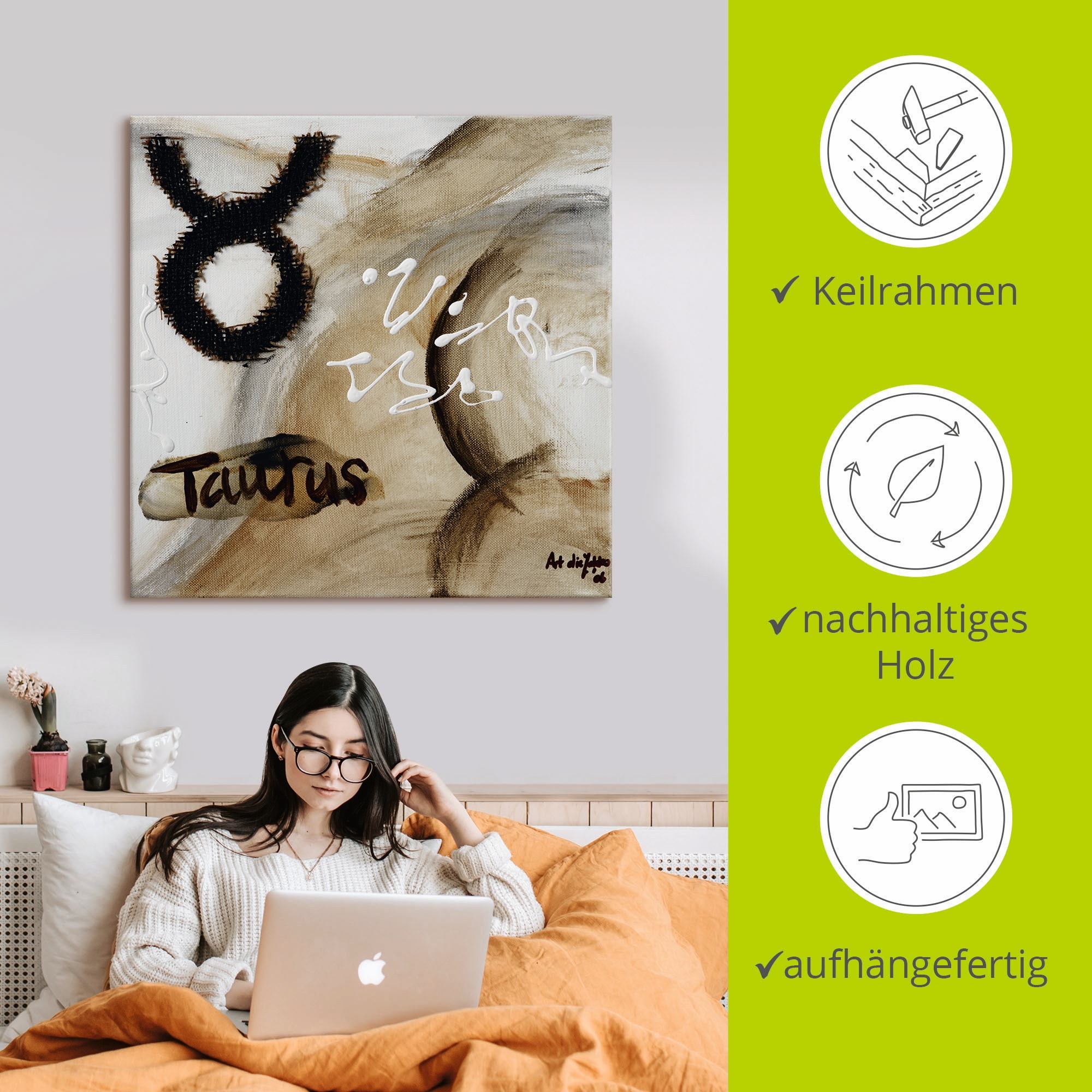 Artland Wandbild »Stier«, Sternzeichen, (1 St.), als Leinwandbild, Poster in verschied. Grössen