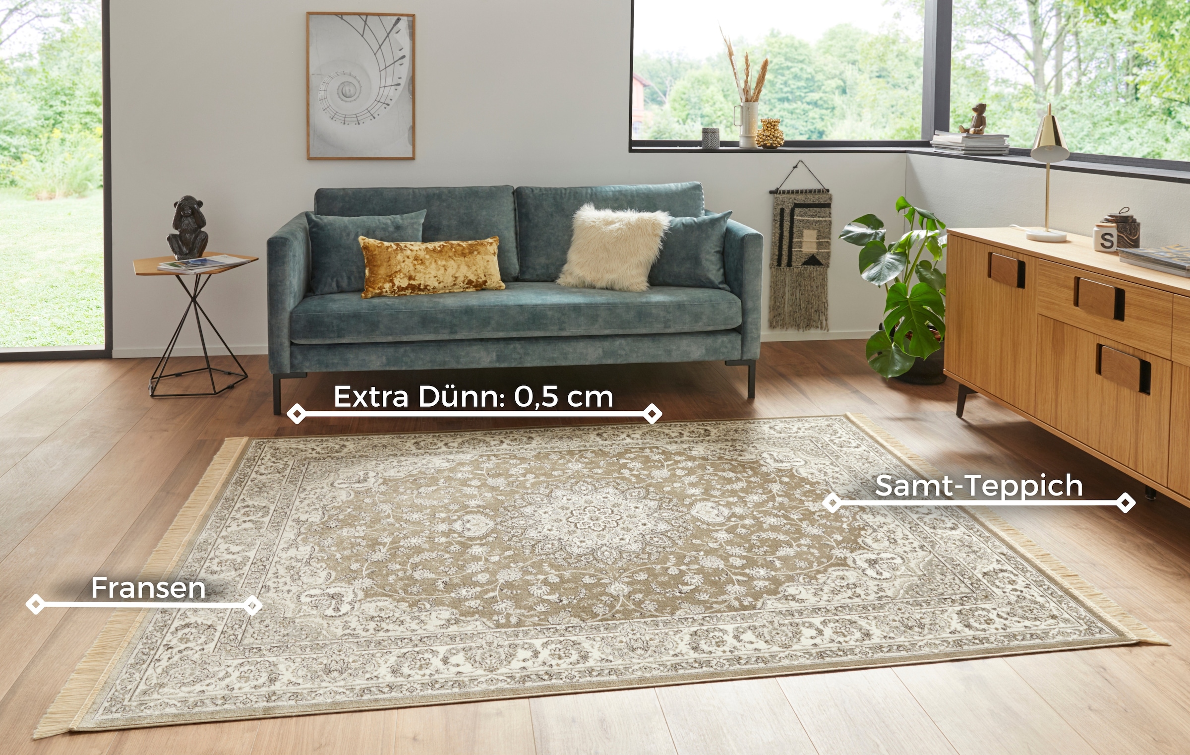 HANSE Home Teppich »Antik Nain«, rechteckig, 5 mm Höhe, Orientalisch mit Fransen, Orient, Wohnzimmer, Schlafzimmer, Esszimmer