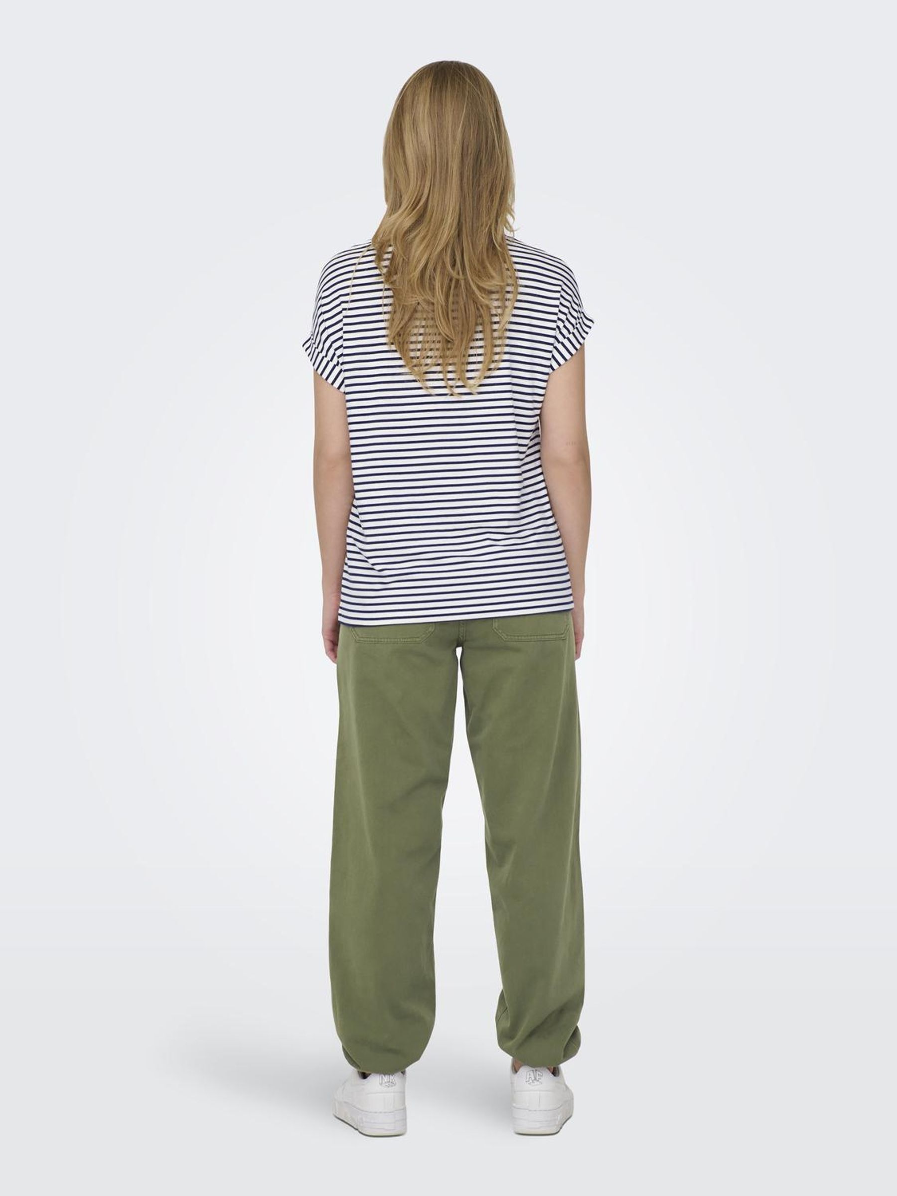 ONLY T-Shirt »ONLMOSTER – Kurzarmshirt mit Aufschlag für lässige Looks«, gestreift, lässig geschnitten, Jersey, Rundhals, Viskosemischung