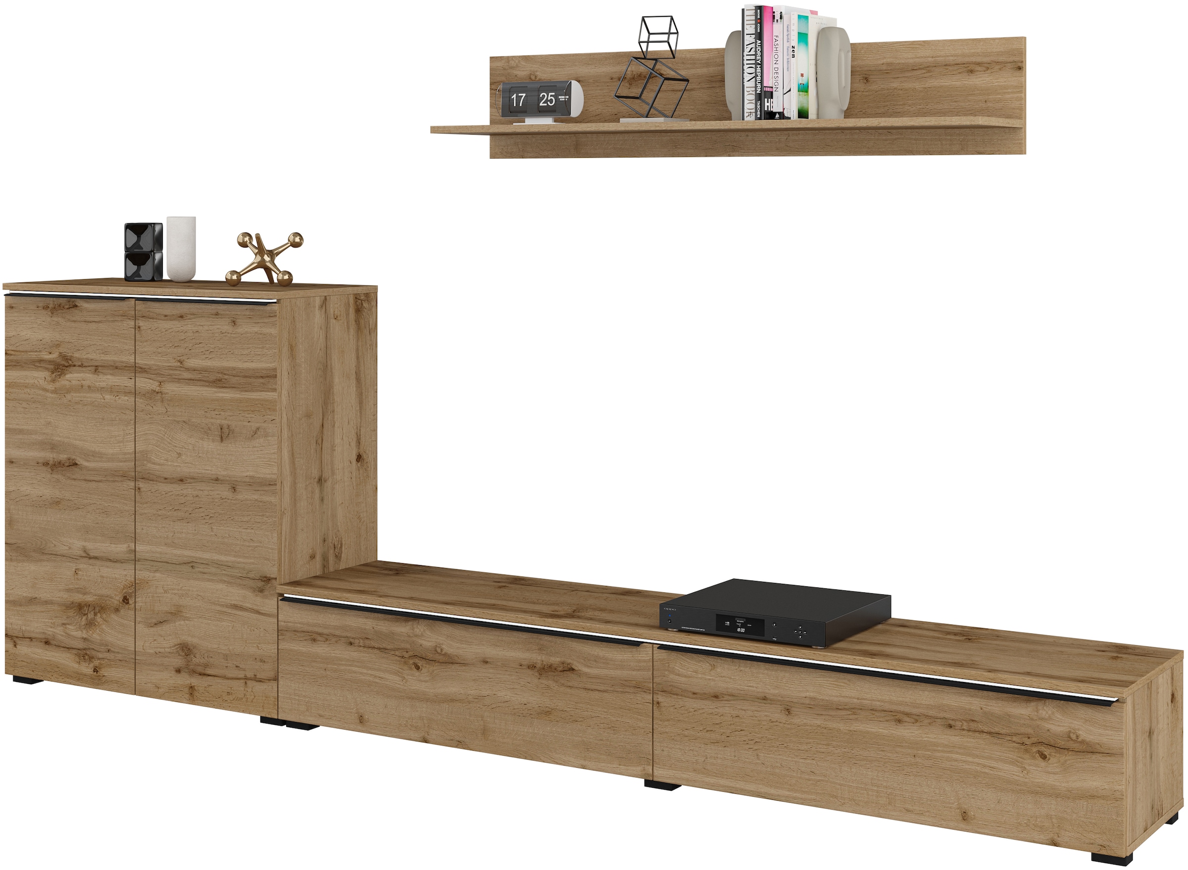 INOSIGN Wohnwand »Tana, Breite 260 cm, moderne Anbauwand«, (3 St.), Mediawand (Set, 3-St), Lowboard, Wandregal, Kommode