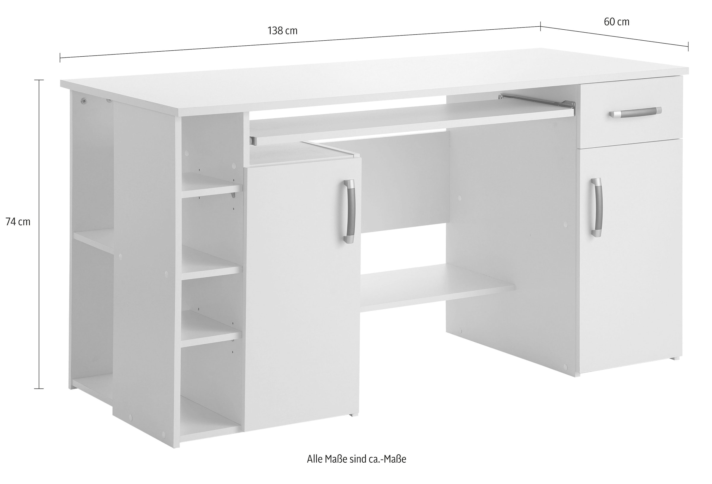 VOGL Möbelfabrik Schreibtisch »Tim«, mit 5 Fächern & Tastaturauszug, Breite 138 cm, Made in Germany