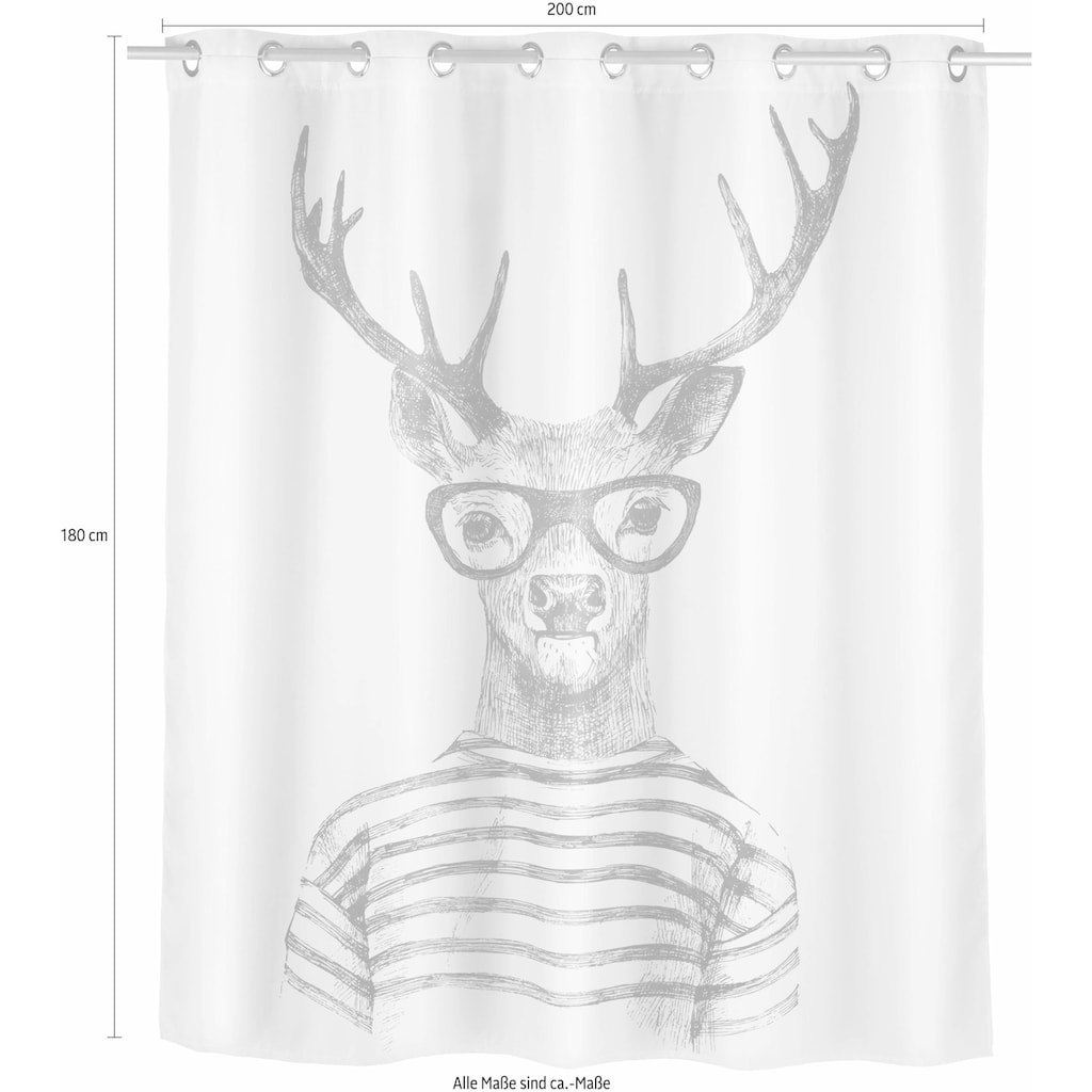 WENKO Duschvorhang »Mr. Deer«, Höhe 180 cm