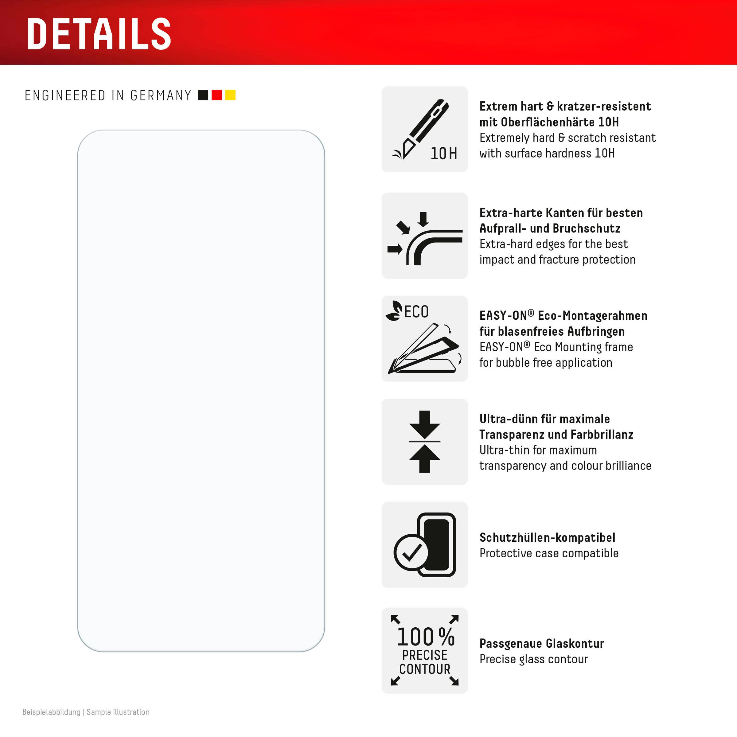 Displex Displayschutzglas »Real Glass«, für Samsung Galaxy S24+-Samsung Galaxy S25+, Displayschutzfolie Displayschutz kratzer-resistent 10H splitterfest