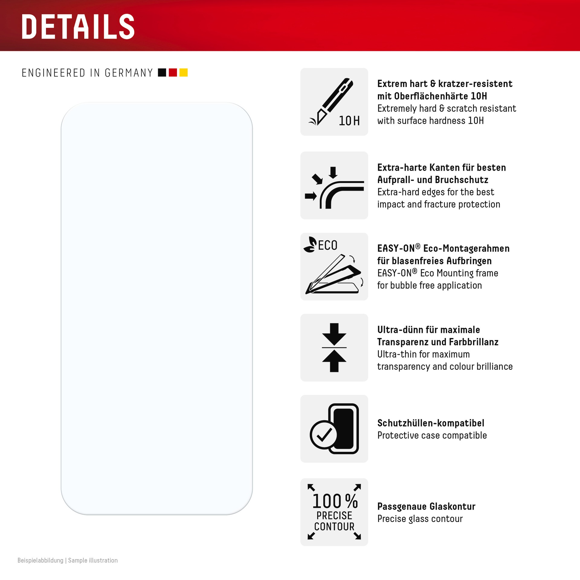 Displex Displayschutzglas »Real Glass Screen Protector inkl. Case«, für Apple iPhone 16e, Displayschutzfolie, Schutzfolie, Bildschirmschutz, kratz- & stossfest