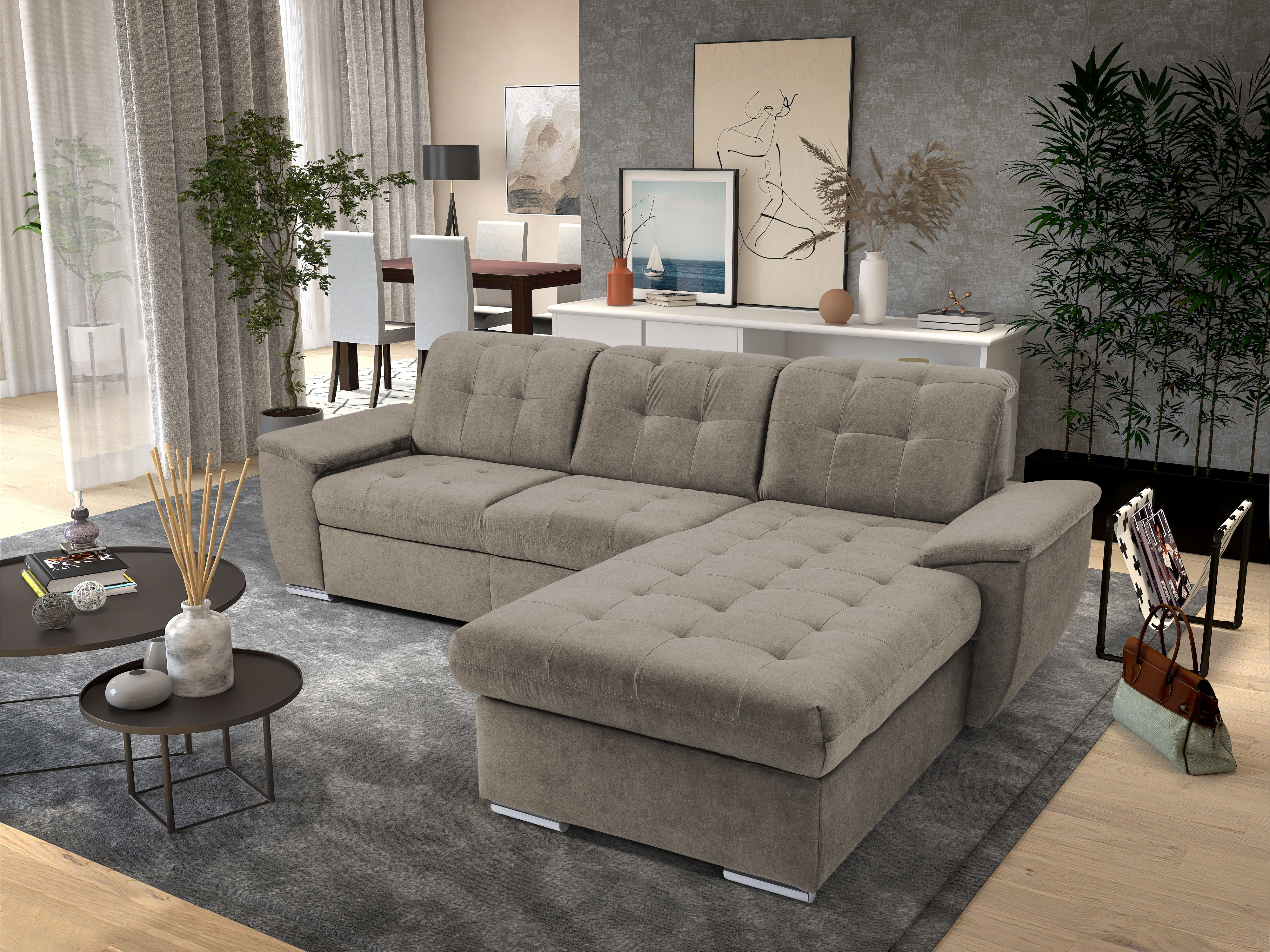 exxpo - sofa fashion Ecksofa "Derby Inkl. Kopfteilverstellung, wahlw. Bett & Bettkasten, L-Form" EXTRA an Komfort zum Relaxen, Entspannen und Wohlfühlen
