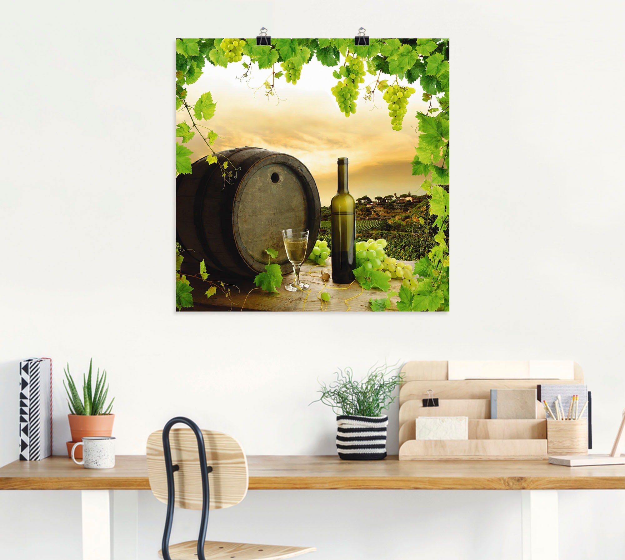 Artland Poster »Wein Trauben Reben Weinberg«, Wein Bilder, (1 St.), als Alubild, Leinwandbild, Wandaufkleber oder Poster in versch. Grössen