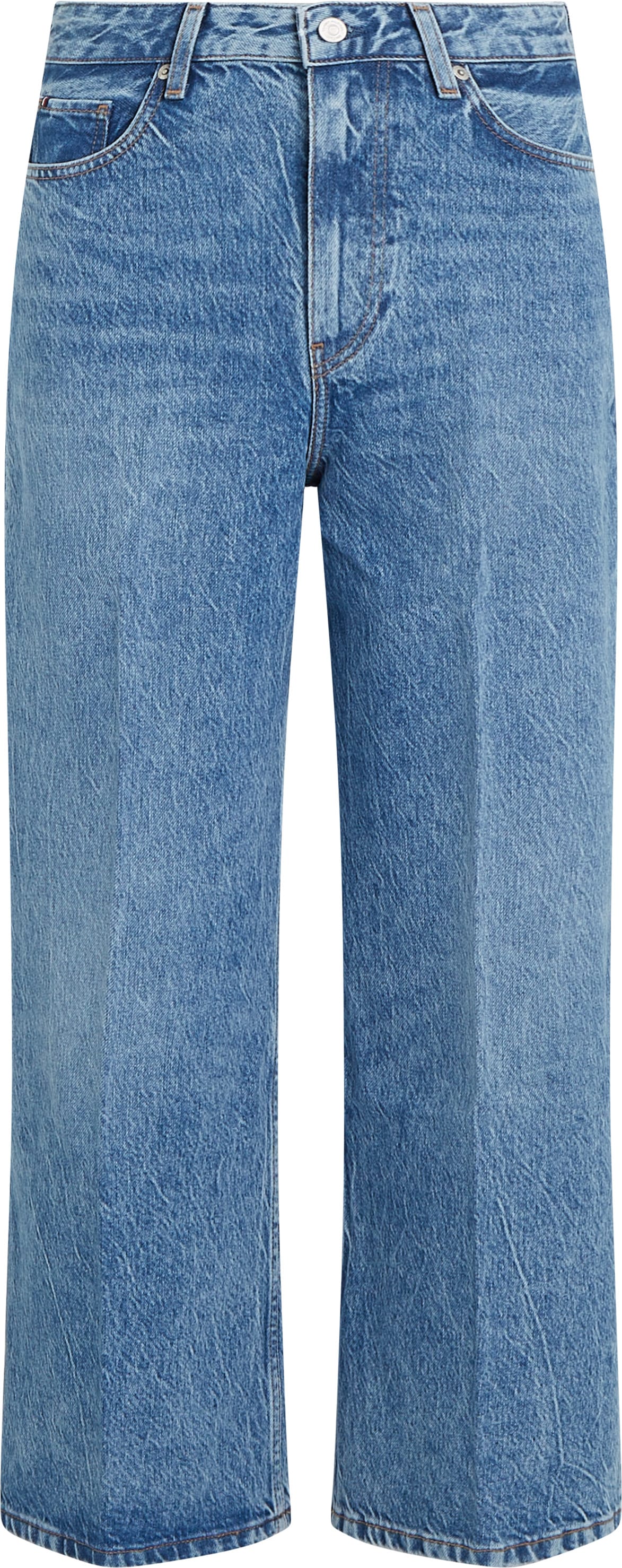 Tommy Hilfiger Weite Jeans »WIDE LEG HW LOU«, mit Logo-Badge, mit Nieten, mit Bügelfalten