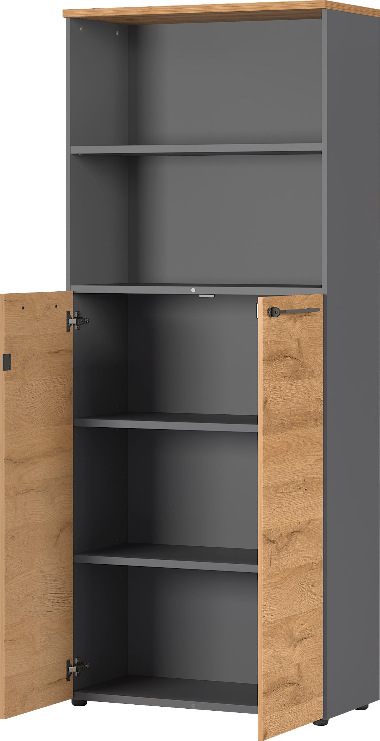 GERMANIA Aktenschrank »GW-Agenda, Mehrzweckschrank, abschliessbar,«, optional mit 2 offenen Fächern, Masse 80x197 cm, Made in Germany
