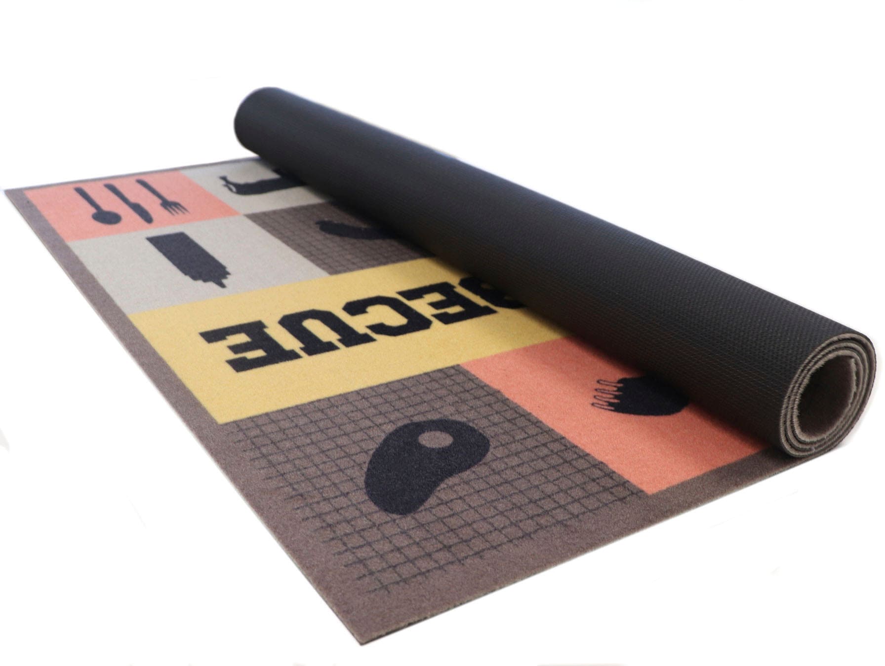 Primaflor-Ideen in Textil Fussmatte »BBQ Grillunterlage BARBECUE CHECKS, Made in Belgium«, rechteckig, 5 mm Höhe, Grillmatte ideal als Bodenschutz, mit Spruch, rutschhemmend, waschbar