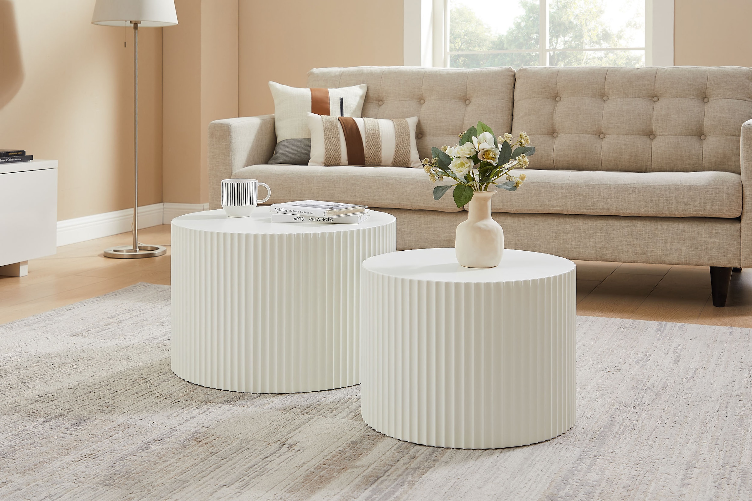 SalesFever Couchtisch "New Orleans stilvoller Couchtisch" Set, 2 Stk. tlg. mit umlaufender Rillenstruktur