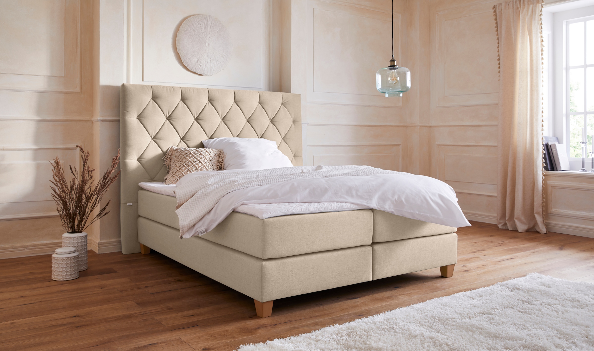 Guido Maria Kretschmer Home&Living Boxspringbett »Harmones hoch«, in 3 Breiten, Härtegrad auch im Mix mit je 1 Matratze in H2 und H3