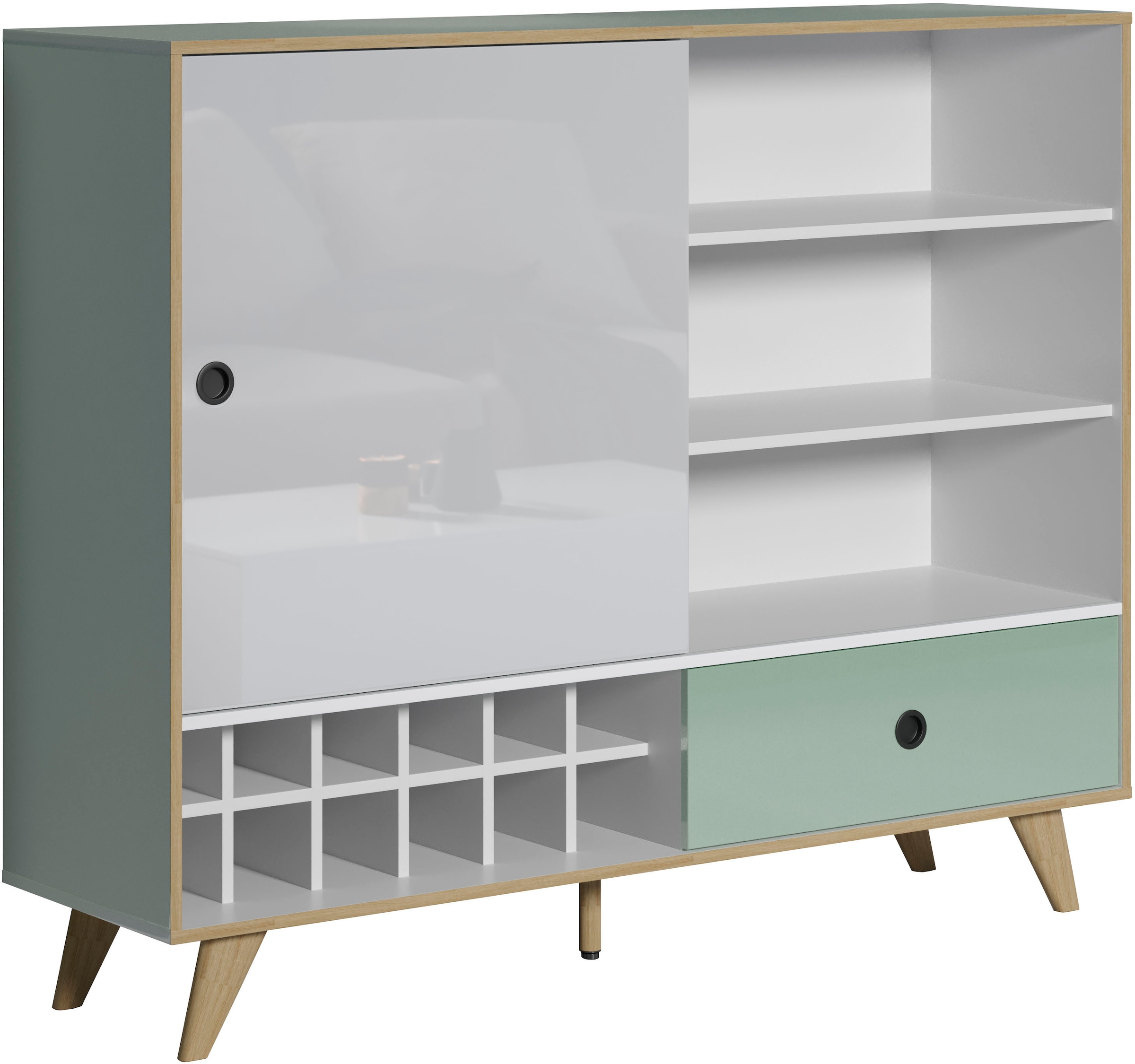 INTER-FURN Highboard »Adelaide«, Stauraumschrank, Breite 145 cm, Integriertes Weinregal