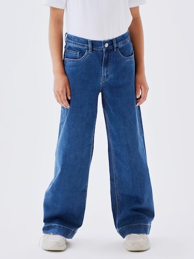 Name It Weite Jeans »NKFROSE für Mädchen mit weitem Bein und High Waist« unifarben, casual, loose fit, Baumwollmischung, Denim