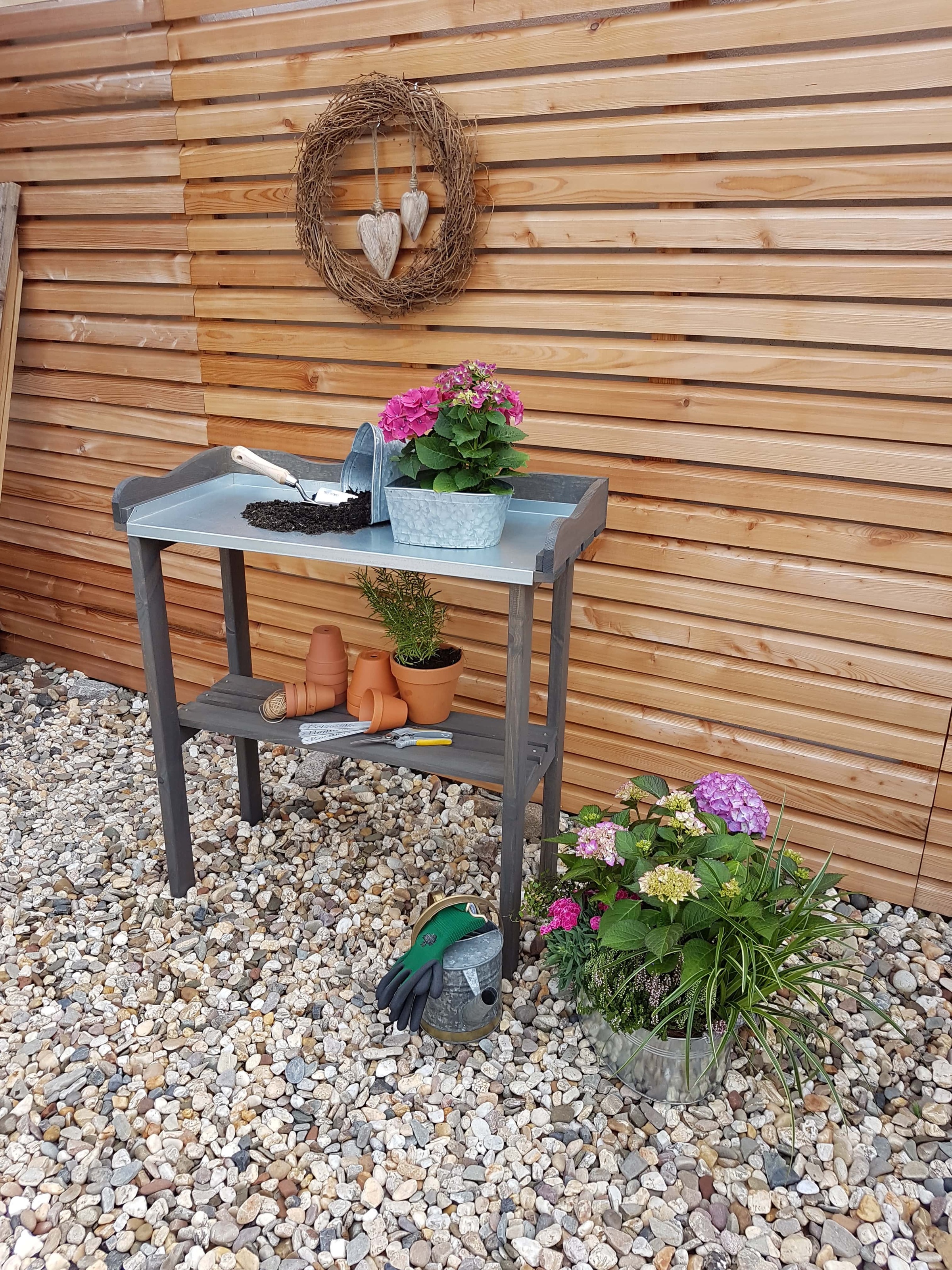promadino Pflanztisch mit verzinkter Arbeitsfläche, BxTxH: 84x38x90 cm