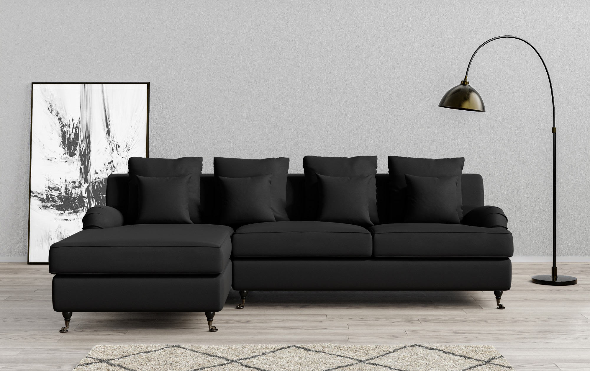 Guido Maria Kretschmer Home&Living Ecksofa »NORIN L-Form«, zwei Fussarten: vorne - Rollen, hinten - Holzfüsse