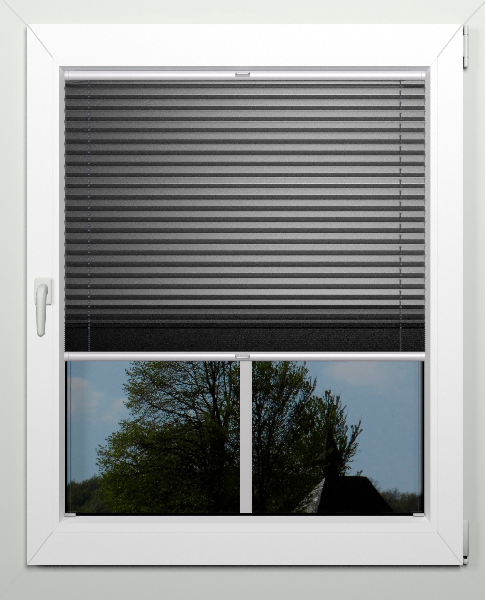 indeko Plissee "Thermo-Deluxe" verdunkelnd energiesparend mit Bohren verspannt zur Montage in der Glasleiste, nach Mass