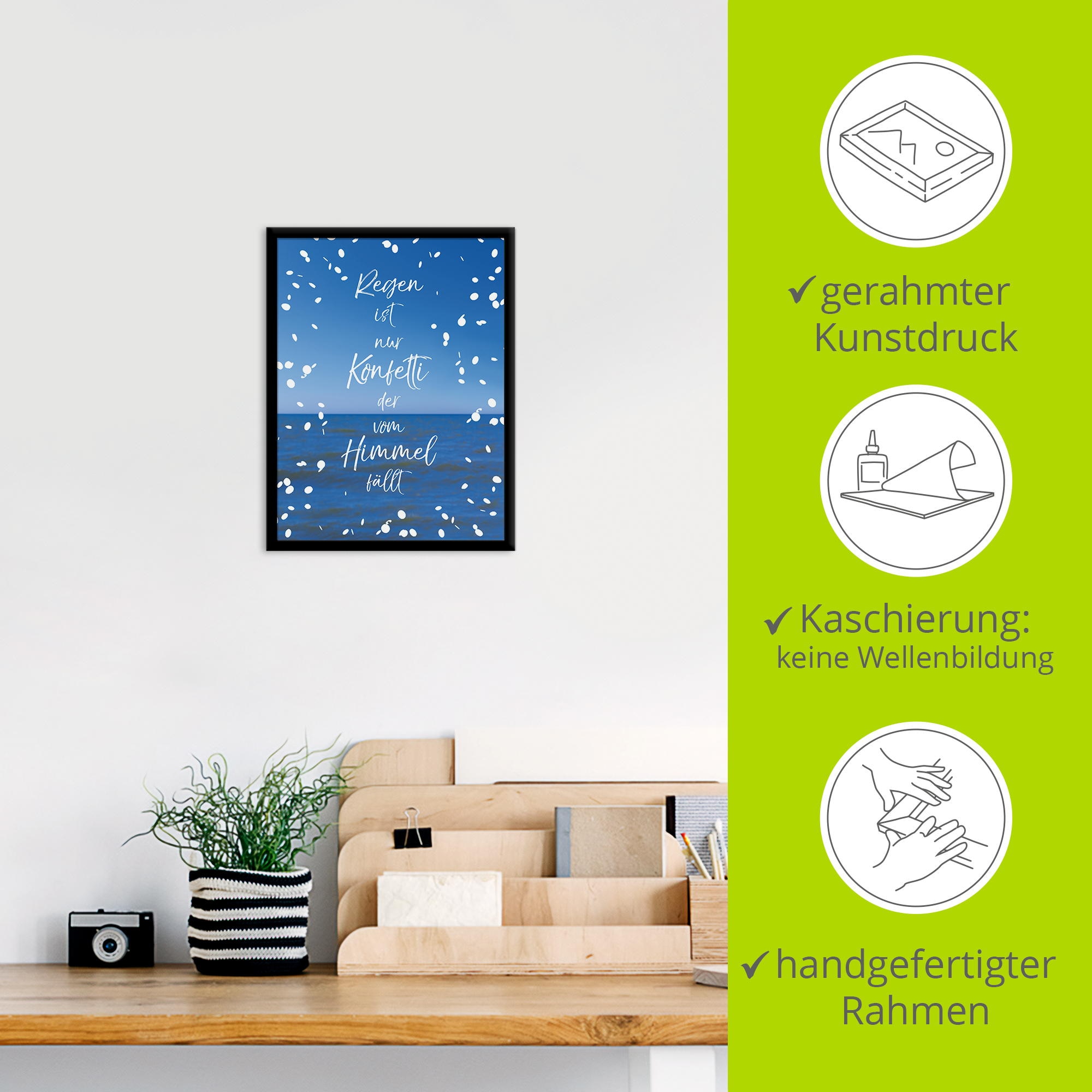 Artland Wandbild »Regen ist nur Konfetti«, Sprüche & Texte, (1 St.)