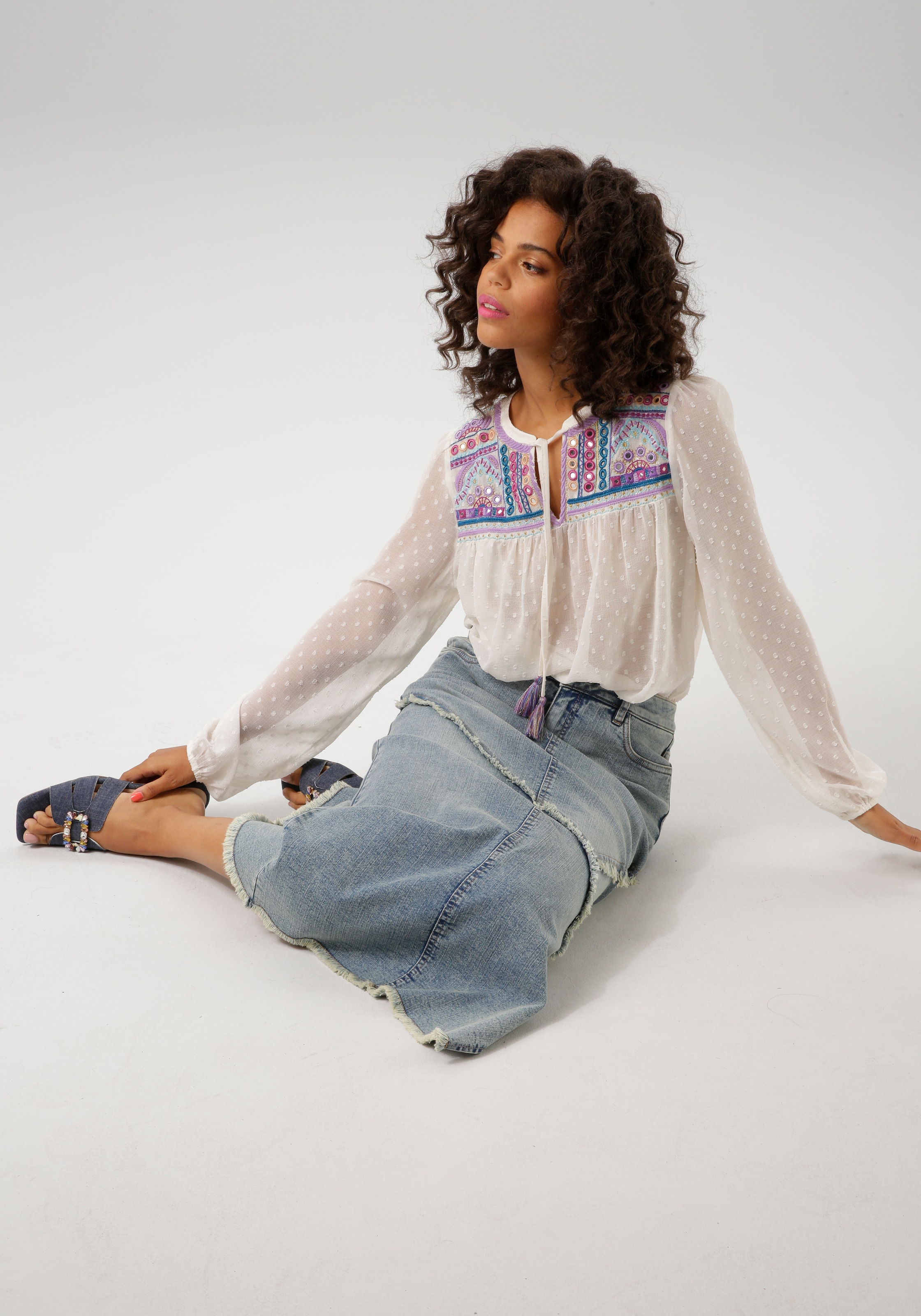 Aniston CASUAL Jeansrock, mit raffiniertem Seitenschlitz