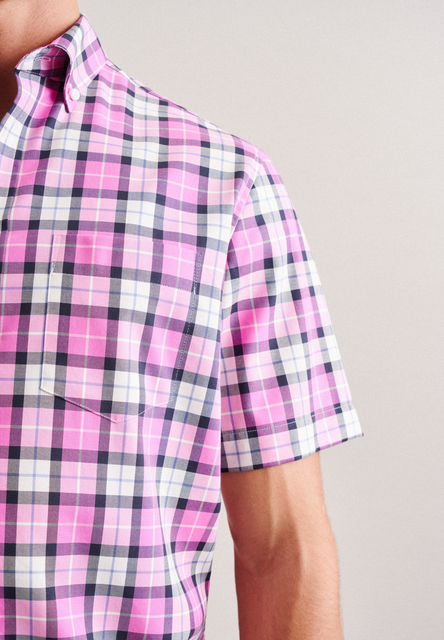 seidensticker Businesshemd »Regular«, Regular Kurzarm Button-Down-Kragen Karo