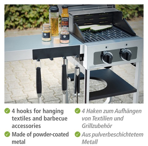 WENKO Hakenleiste »Modell Ima«, magnetisch, mit 4 Haken für Spültücher und Grillzubehör, ohne Bohren