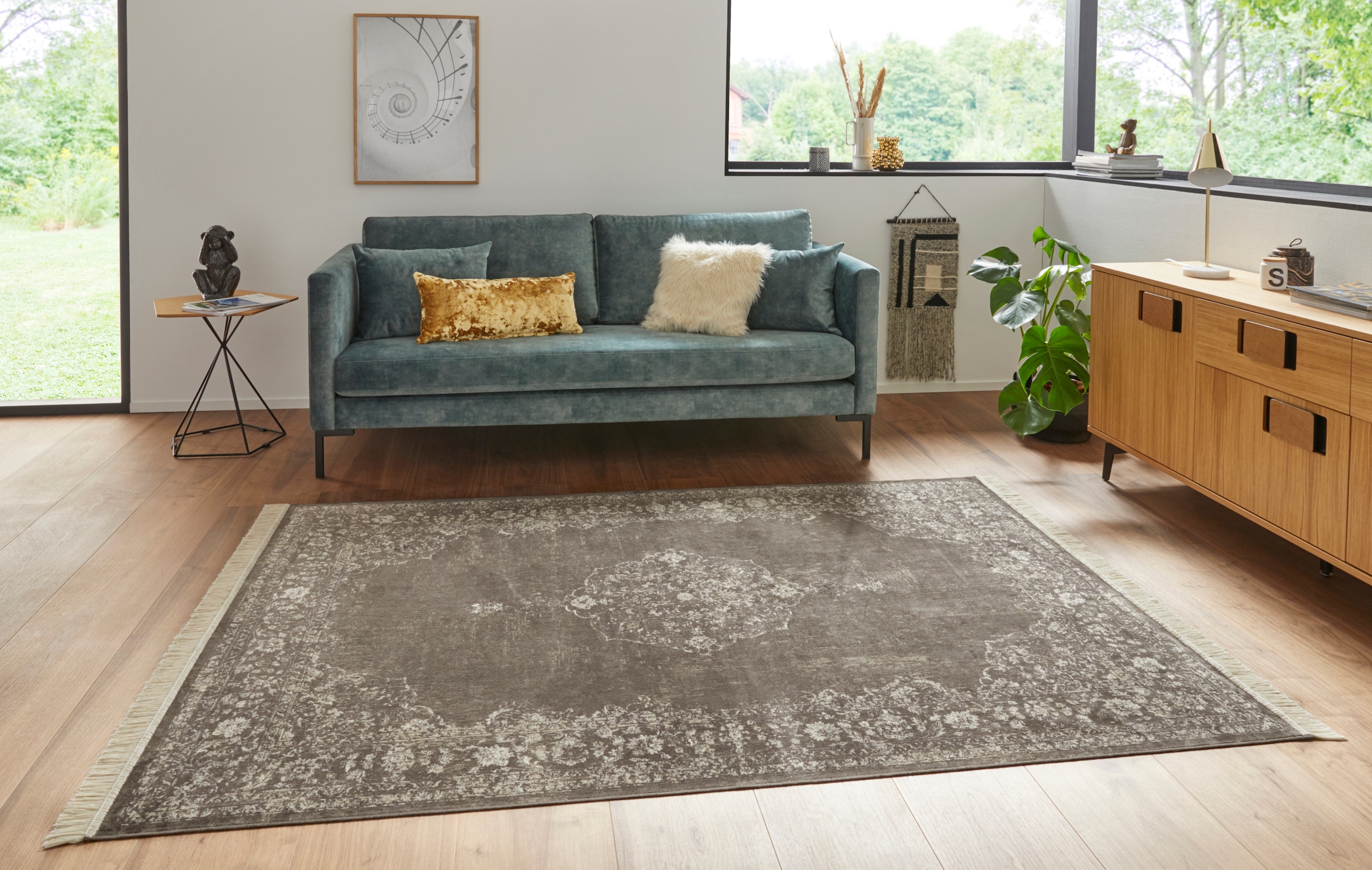 NOURISTAN Teppich »Orient Vintage Medaillon«, rechteckig, 5 mm Höhe, Orientalisch mit Fransen, Orient, Wohnzimmer, Schlafzimmer, Esszimmer