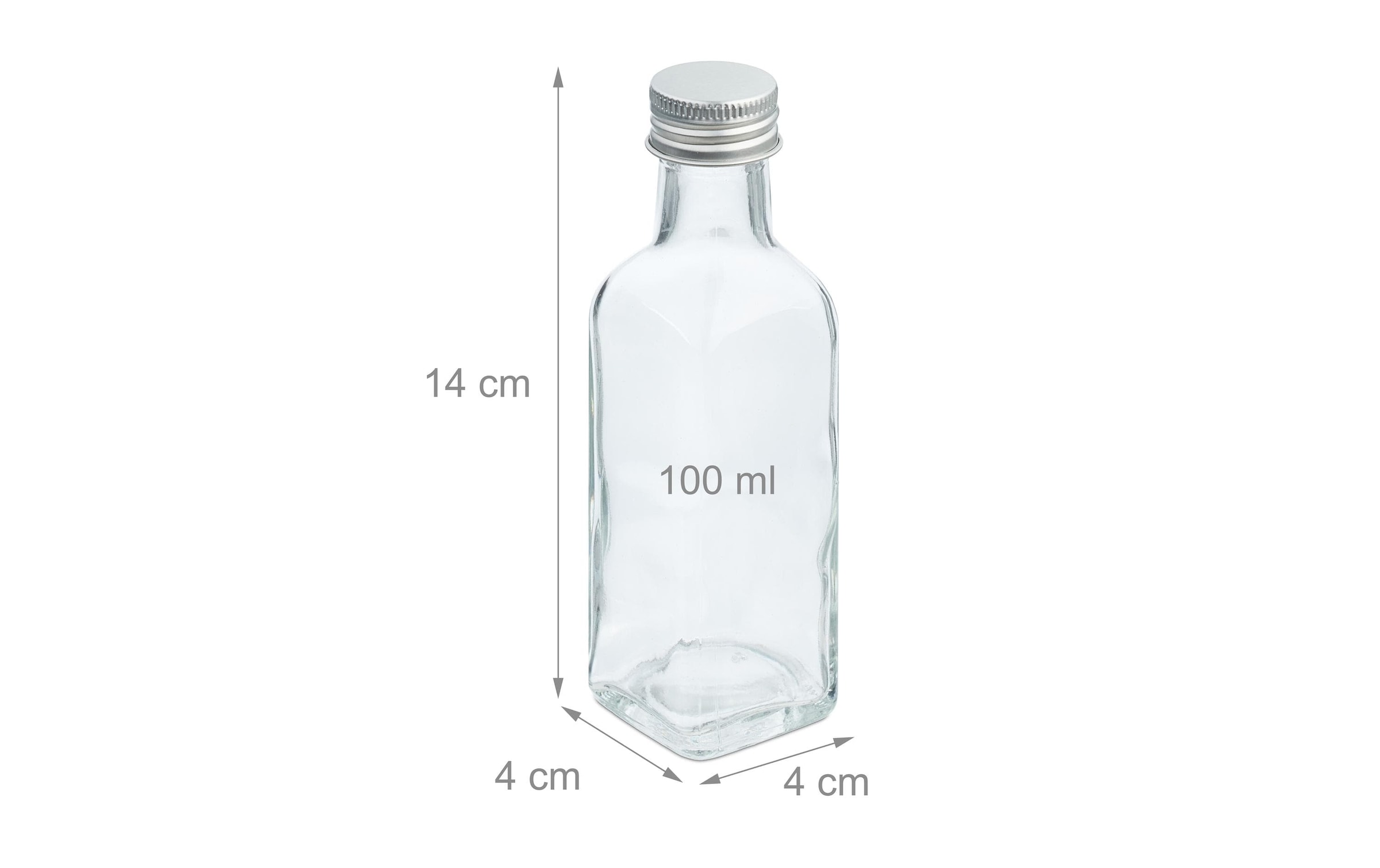 Set 20 Bottigliette In Vetro Per Bomboniere, Bottiglie Da 100 Ml, Barattolini Con Tappo, Trasparente Argentato - Relaxdays