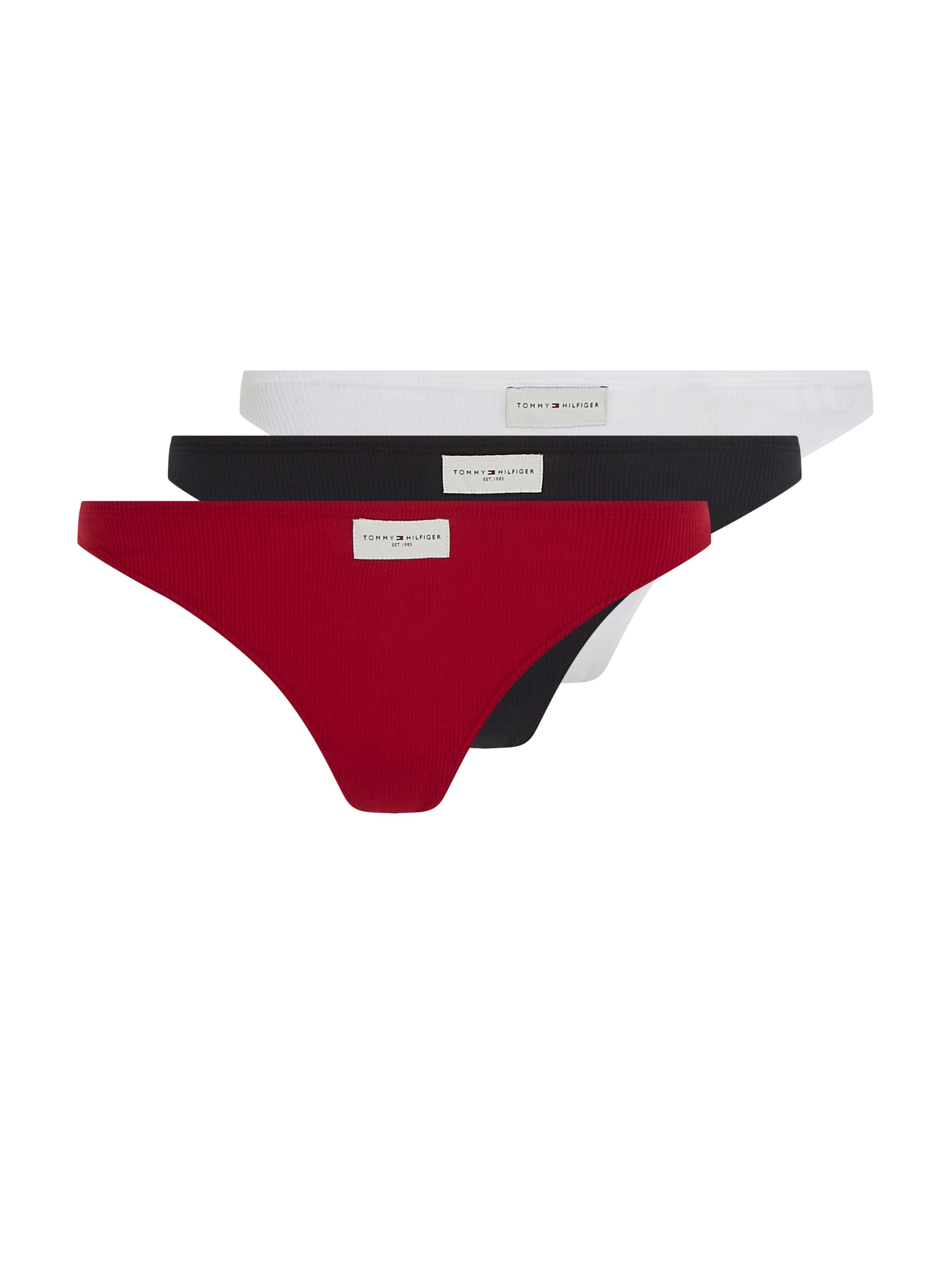 Slip »3P THONG (EXT. SIZE)«, (Packung, 3 St., 3er), in Rippoptik mit Tommy Hilfiger...