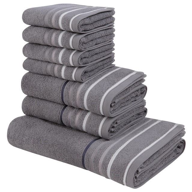 my home Handtuch Set »Niki«, Set, 7 tlg., Walkfrottee, Handtuchset mit  mehrfarbiger Streifenbordüre, aus 100% Baumwolle online shoppen |  Jelmoli-Versand