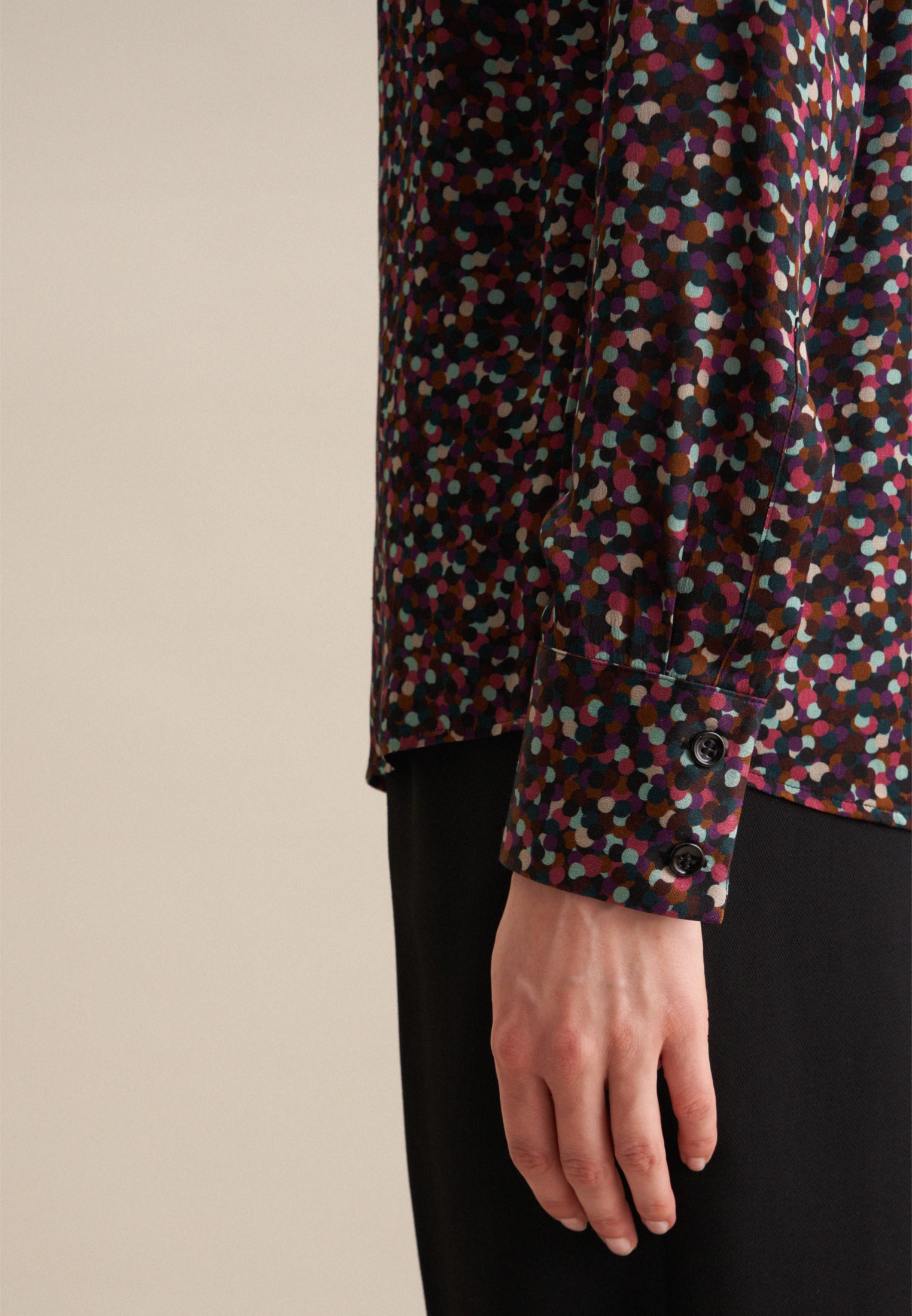 seidensticker Hemdbluse »Schwarze Rose«, Langarm Kragen Druck