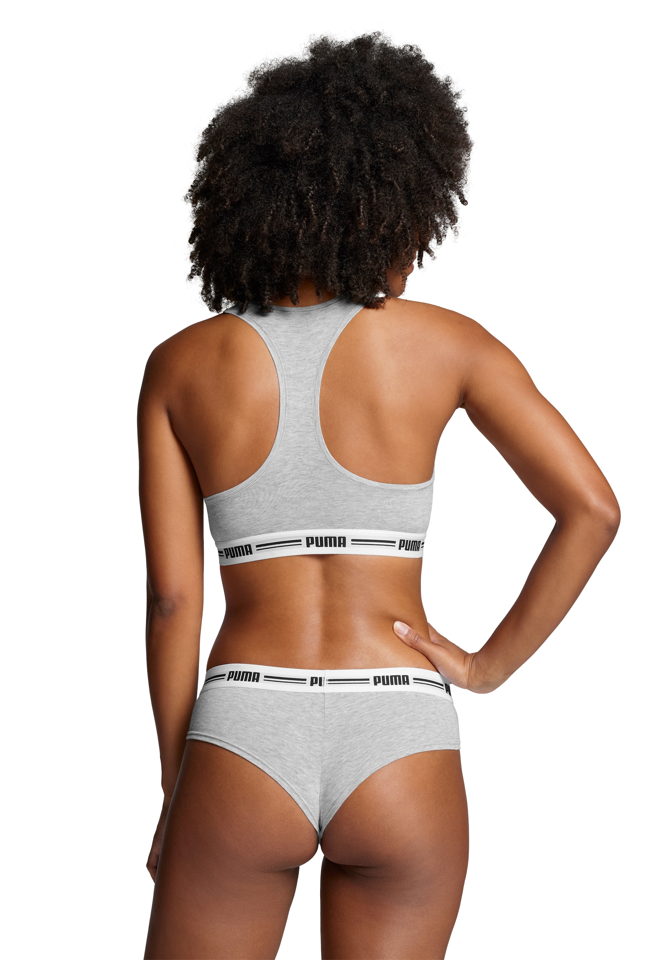 PUMA Brasilslip »PUMA WOMEN BRAZILIAN 2P PACK«, (2er Pack), Breiter elastischer Logobund