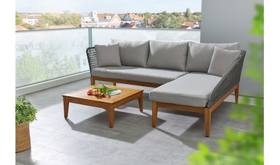 Gartenlounge-Set »Sunnyvale«, (Set, 3 tlg., 2x Sofa, 1x Tisch/Hocker 70x70x28 cm)