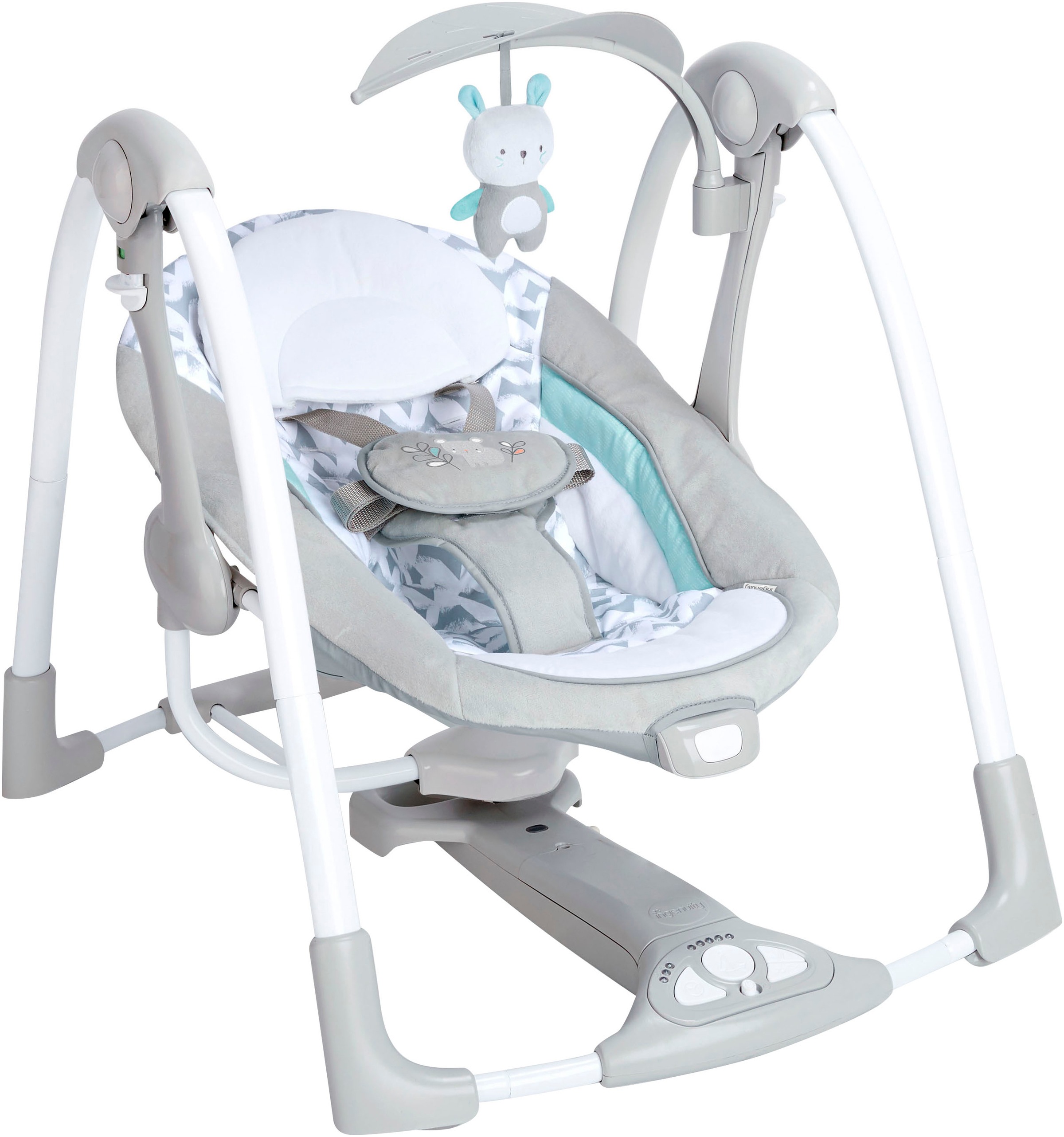 Ingenuity 2-in-1 Auto Baby Swing Raylan with Vibrations & Music 0-9M in Grey