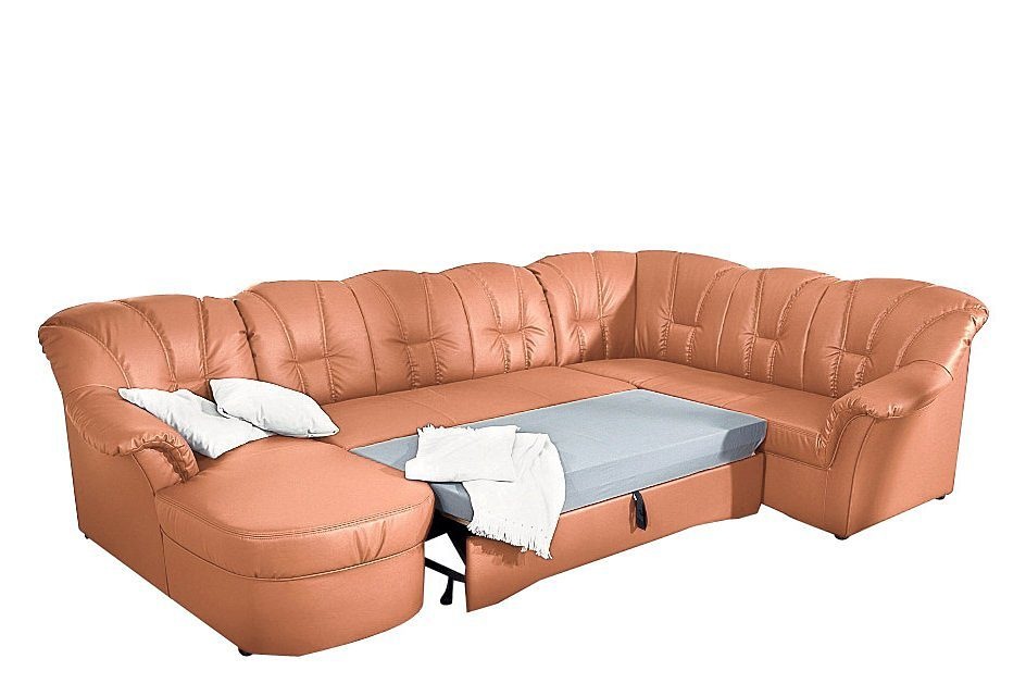 DOMO collection Wohnlandschaft »Papenburg, zeitlose Rückensteppung, elegante Formensprache, U-Form«, in grosser Farbvielfalt, wahlweise mit Bettfunktion