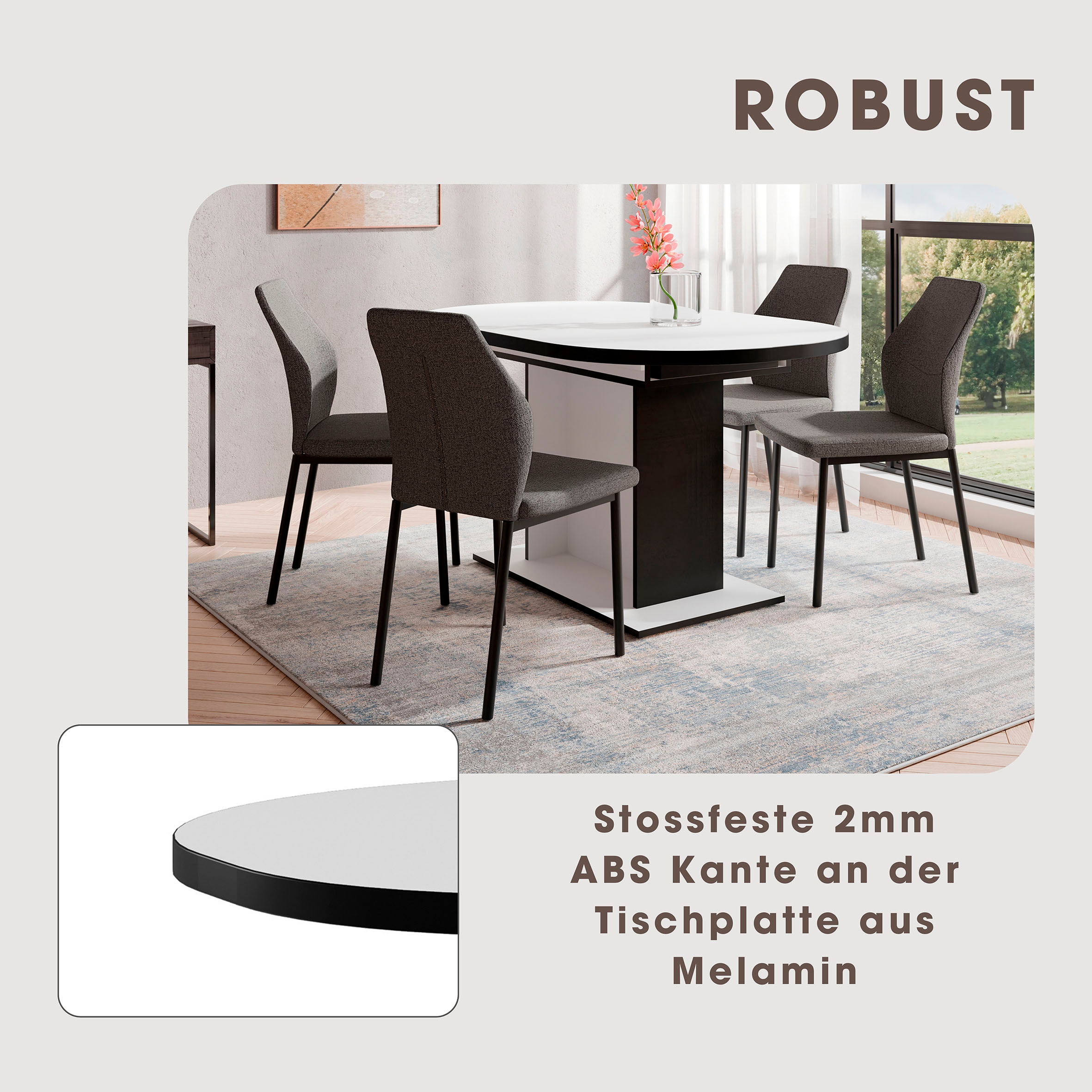 Home affaire Esstisch »Basel«, pflegeleichter Tisch, 140cm auf 180cm ausziehbar, verschiedene Farben