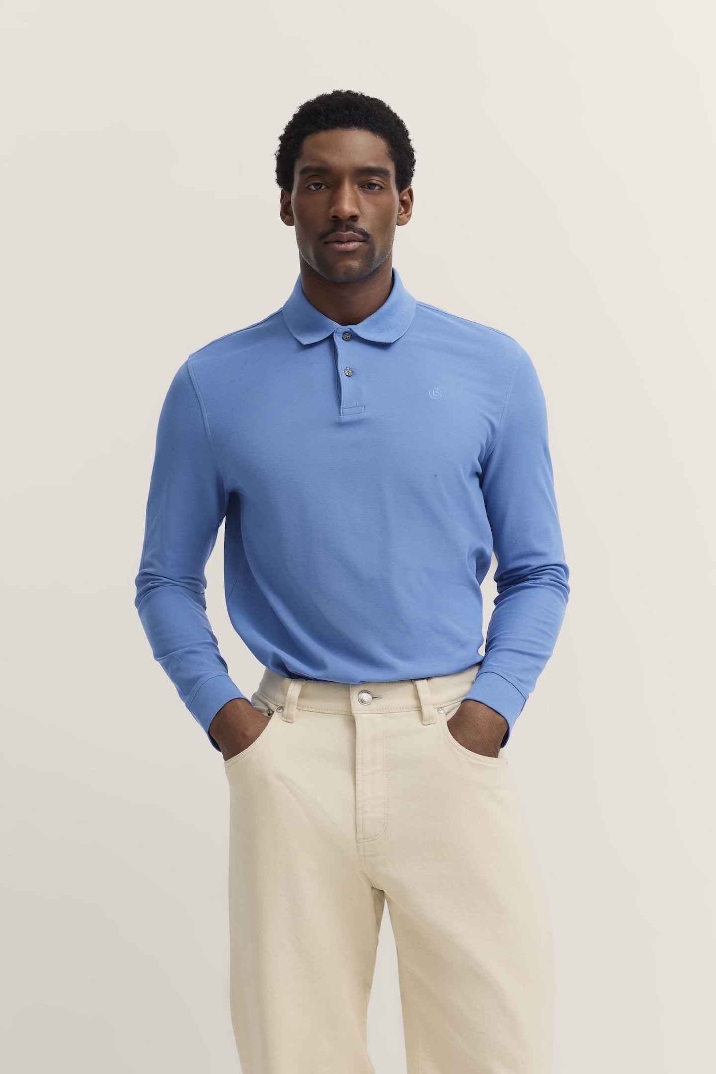bugatti Langarm-Poloshirt mit langen Ärmeln