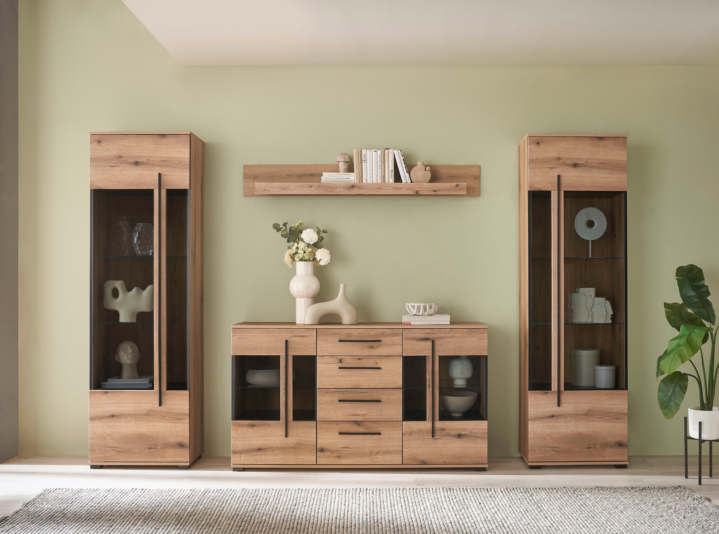 INOSIGN Wohnwand »Cantara«, (Set), enthält zwei Vitrinen, ein Sideboard und ein Wandboard