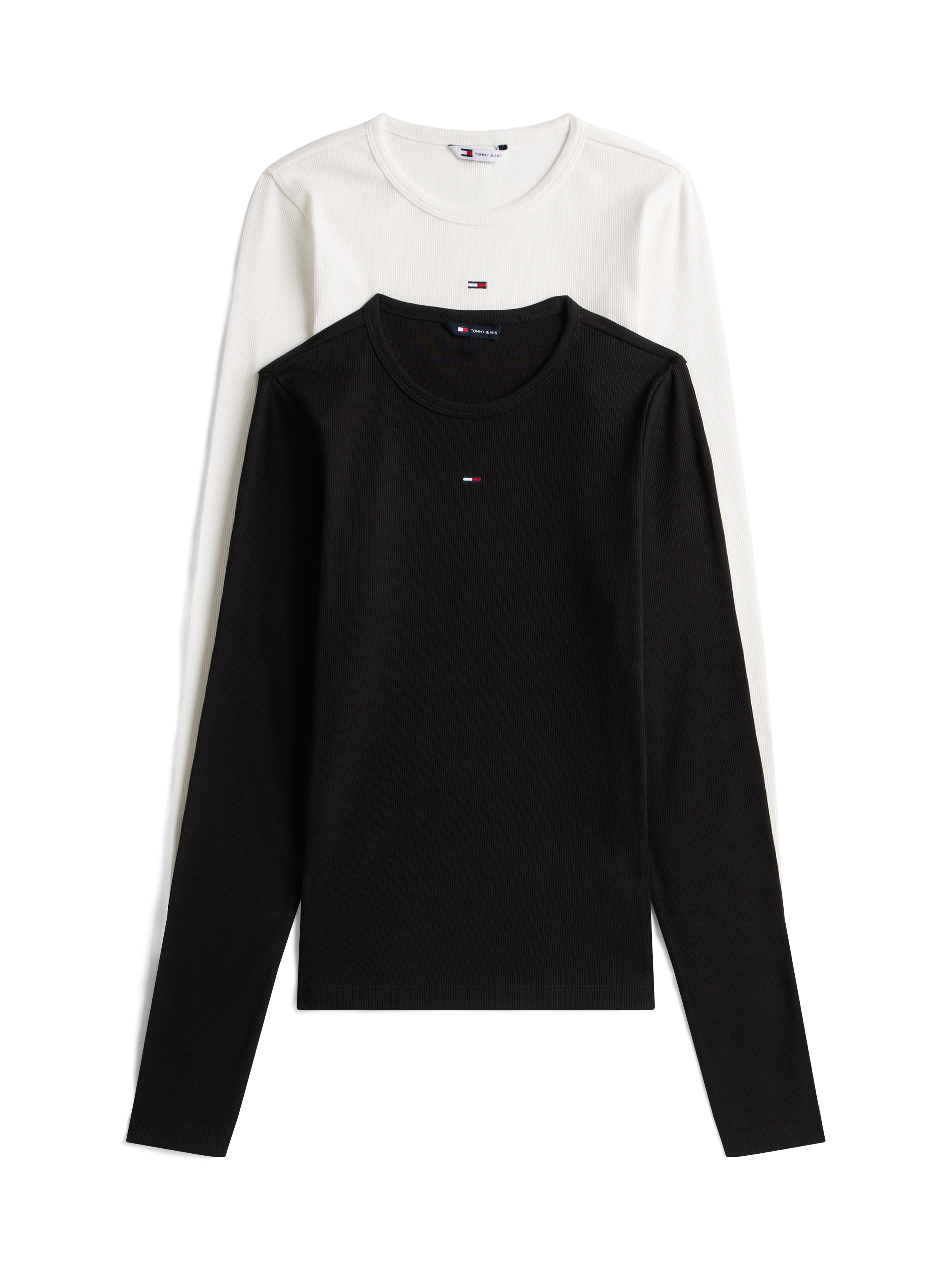 Tommy Jeans Langarmshirt »TJW 2PACK SLIM ESSENTIAL RIB LS« Packung, 2er-Pack, 2 Stk. in Rippoptik, mit Logostickerei