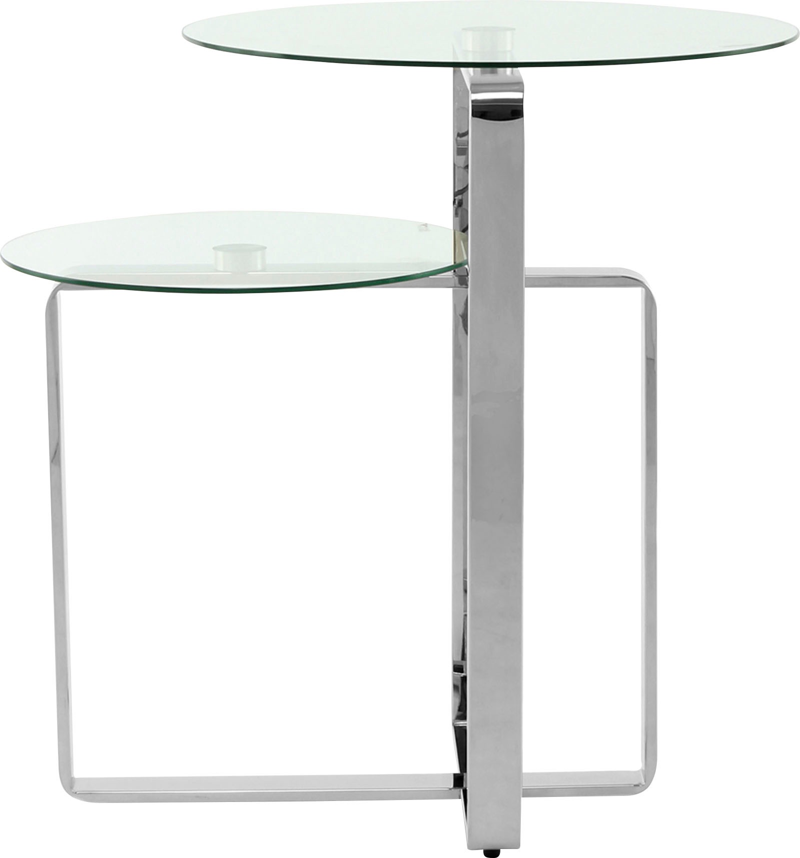Kayoom Beistelltisch "Katris, Ausgefallenes Gestell aus stabilem Edelstahl" 1 Stk. tlg. ausgefallenes Gestelldesign aus Edelstahl, zwei Ablageflächen