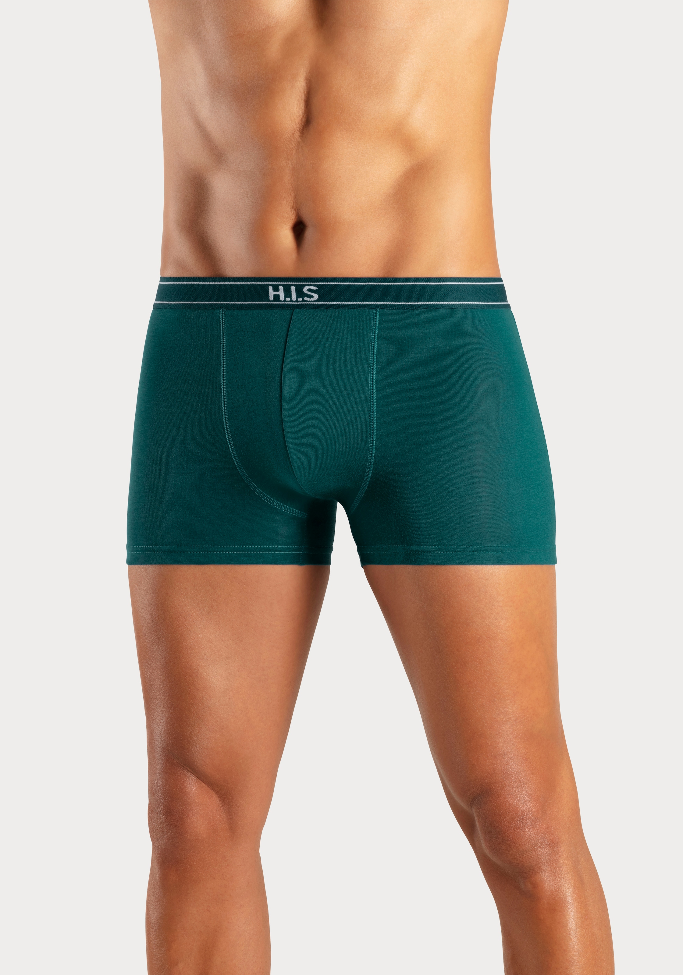 H.I.S Boxer, (Packung, 5 St.), mit Steifen und Logo im Bund