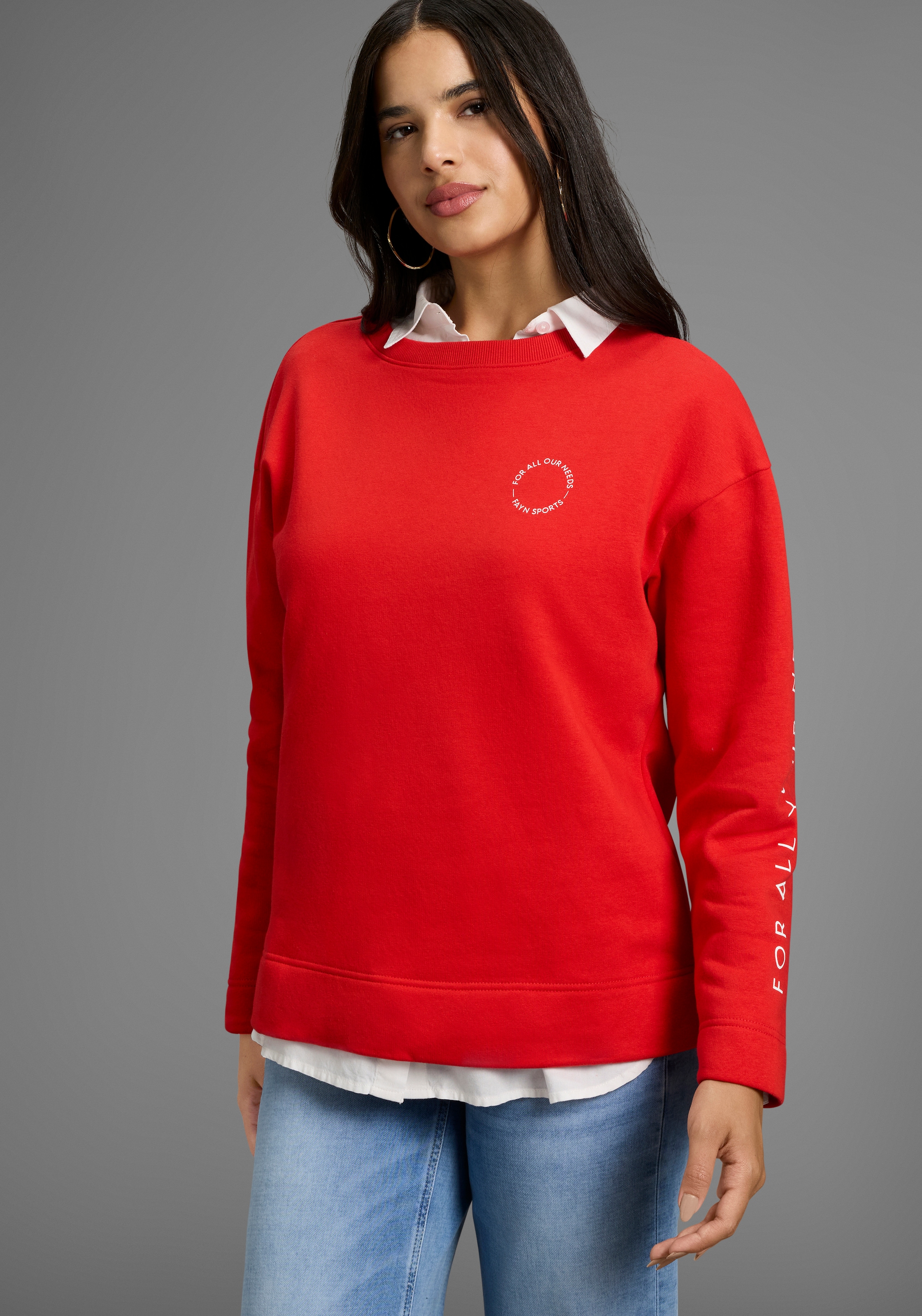 FAYN SPORTS Sweater, Weite Oversize‑Passform mit Logo‑Print auf Brust und Ärmel