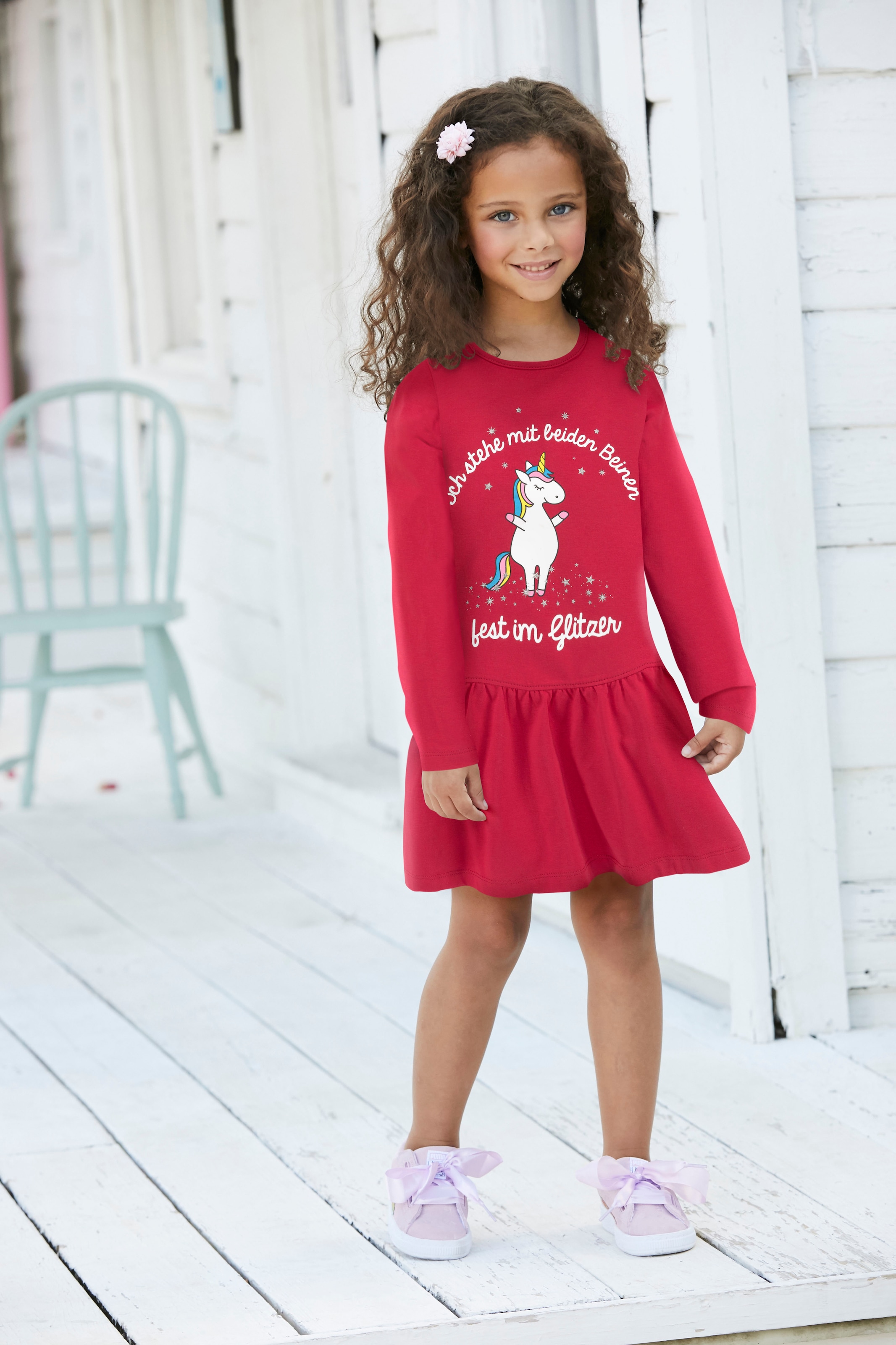 günstig Sprüchedruck | KIDSWORLD Jelmoli-Versand bestellen mit Jerseykleid ✵ »Einhorn«,