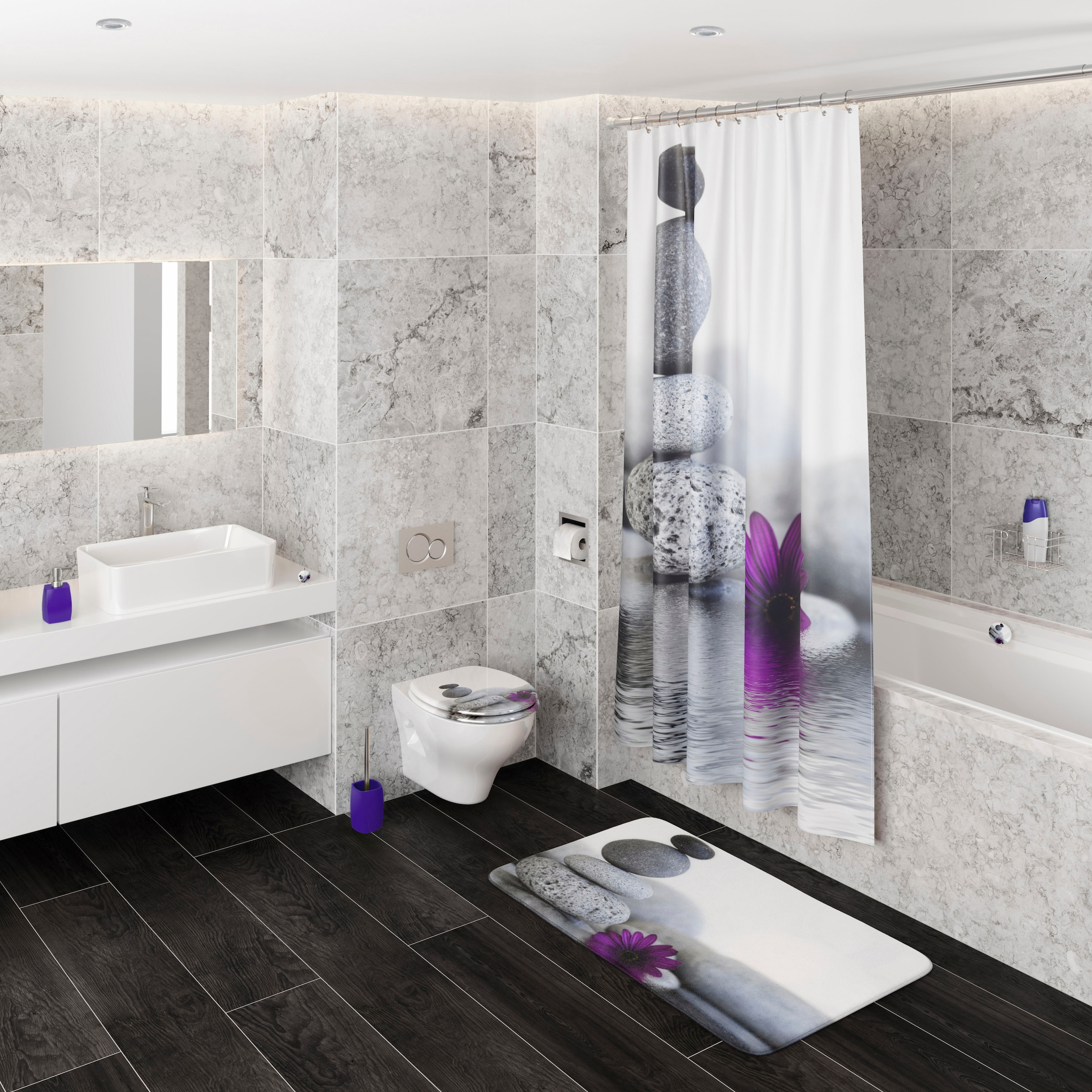 Sanilo Badematte »Energy Stones«, schnell trocknend, Memory Schaum