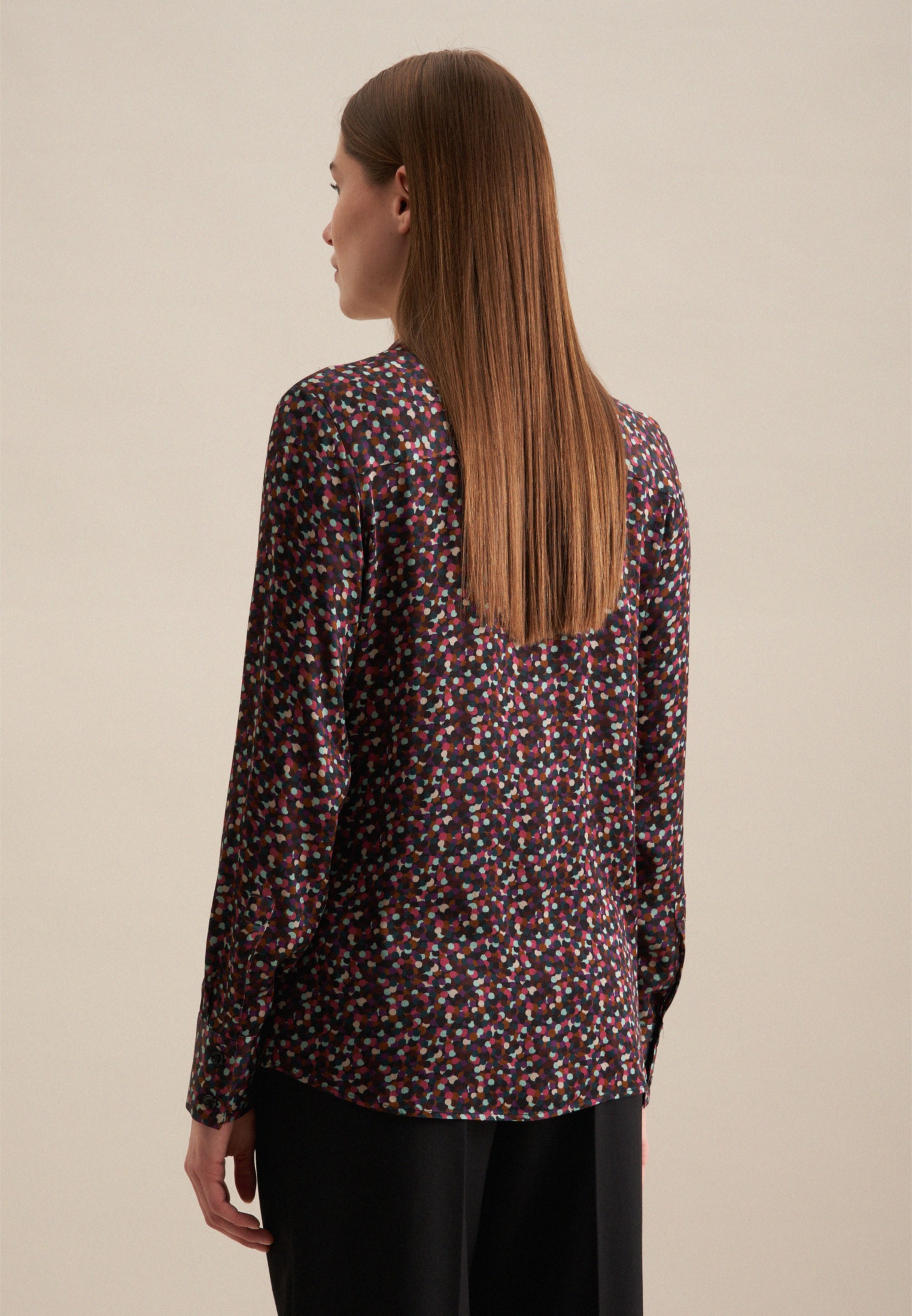 seidensticker Hemdbluse »Schwarze Rose«, Langarm Kragen Druck
