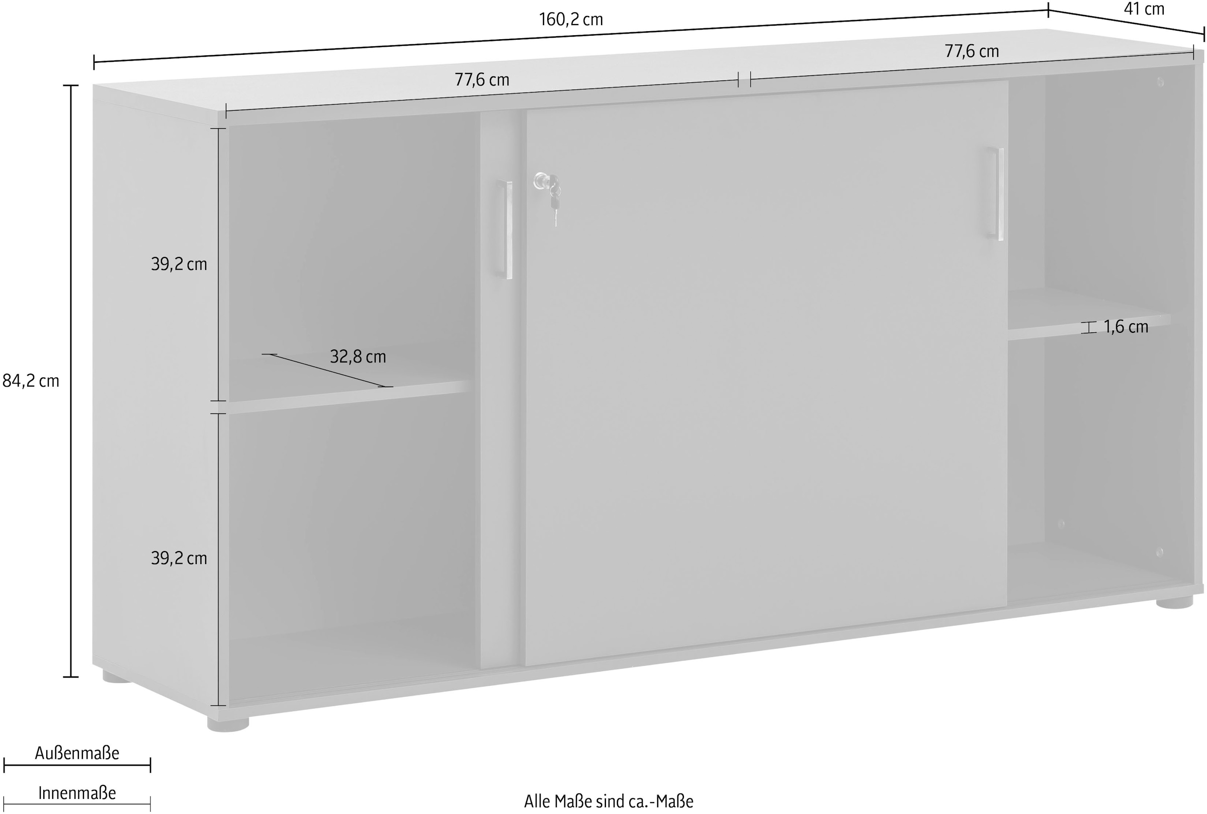 Schildmeyer Aktenschrank »Serie 1500«, abschliessbare Kommode, Masse B160,2 x T41 x H84,2 cm, Made in Germany