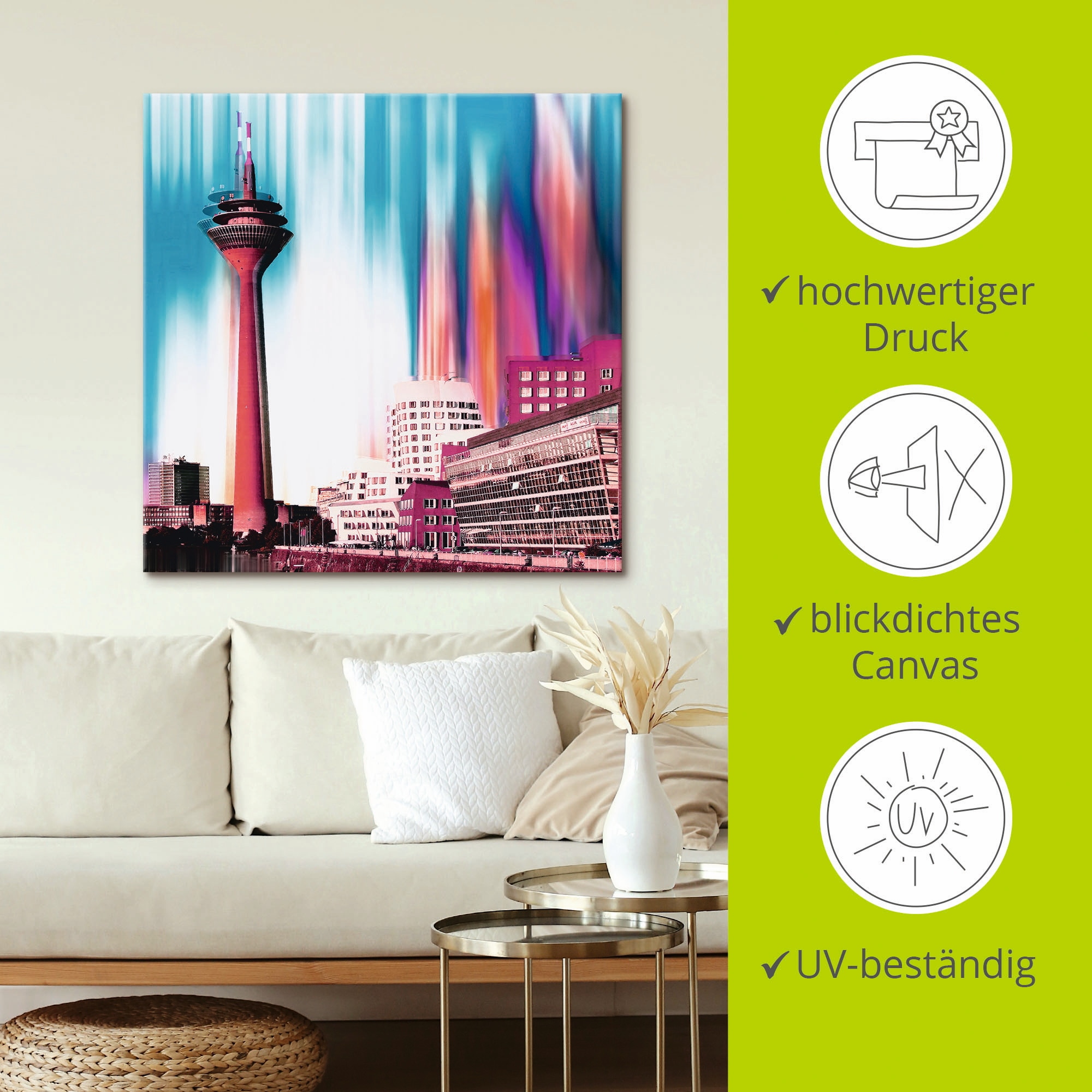 Artland Leinwandbild »Düsseldorf Skyline Collage I«, Deutschland, (1 St.), auf Keilrahmen gespannt