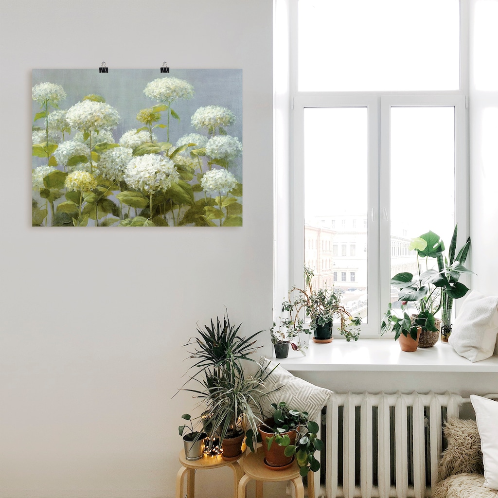 Artland Wandbild »Weisser Hortensien Garten«, Blumen, (1 St.)