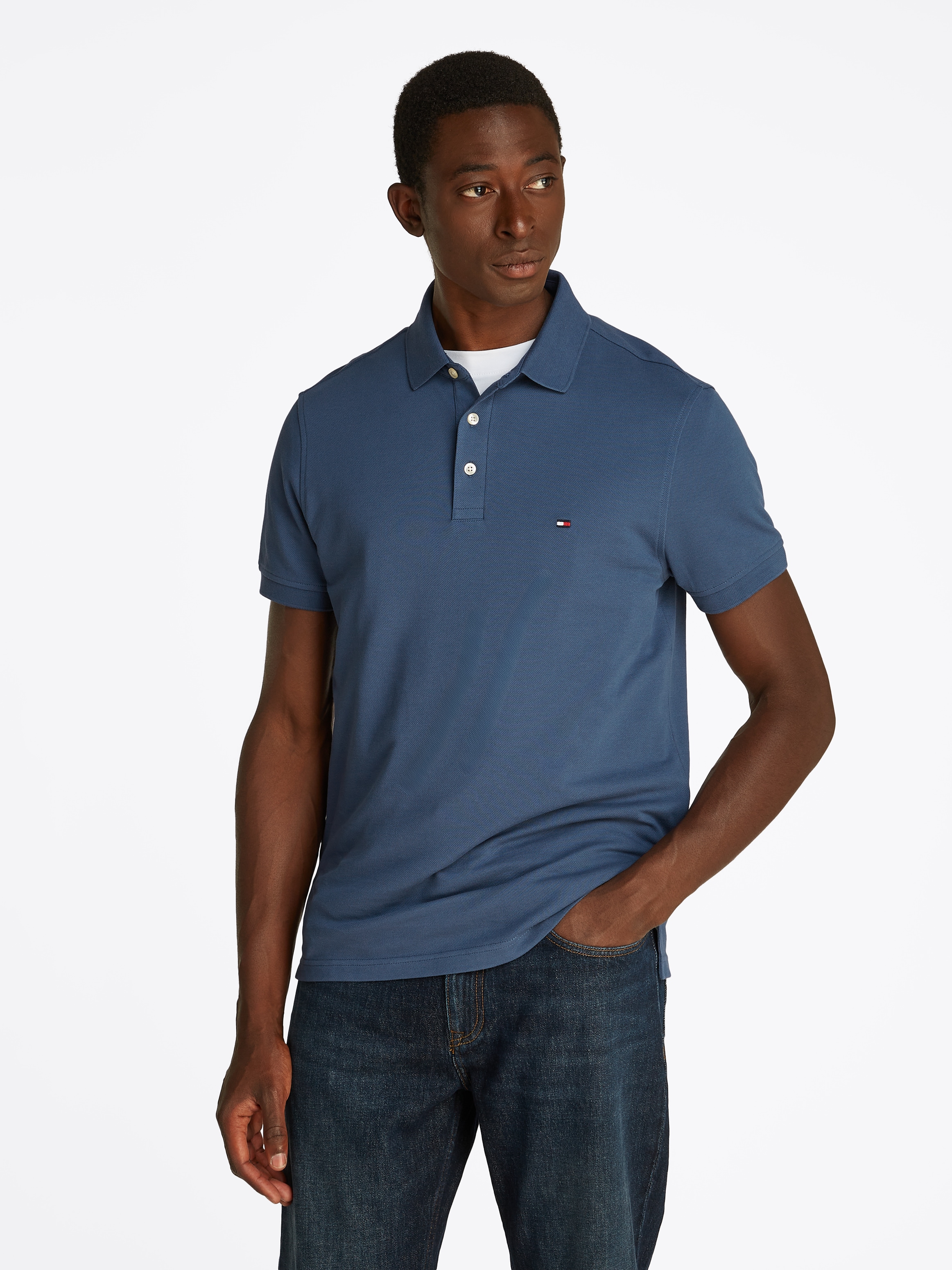 TOMMY HILFIGER Poloshirt »1985 SLIM POLO«, aus leicht strukturiertem Piqué-Material