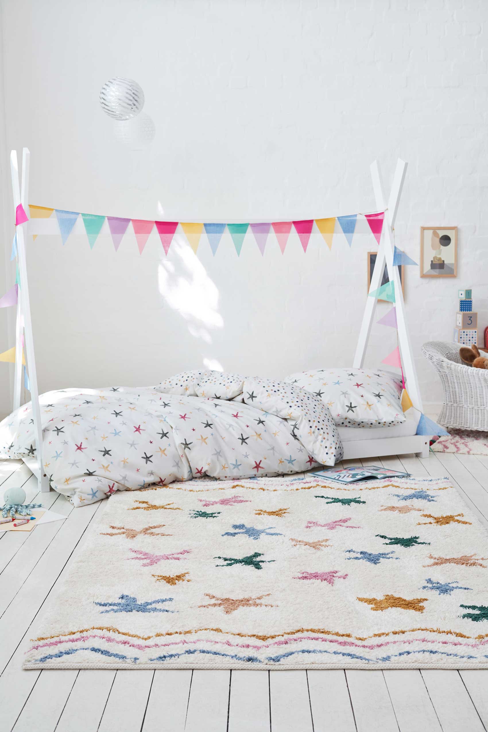 Esprit Kinderteppich »Sea Star ESP-2216«, rechteckig, 25 mm Höhe, Hochflor Baumwolle, Teppich mit bunten Sternen