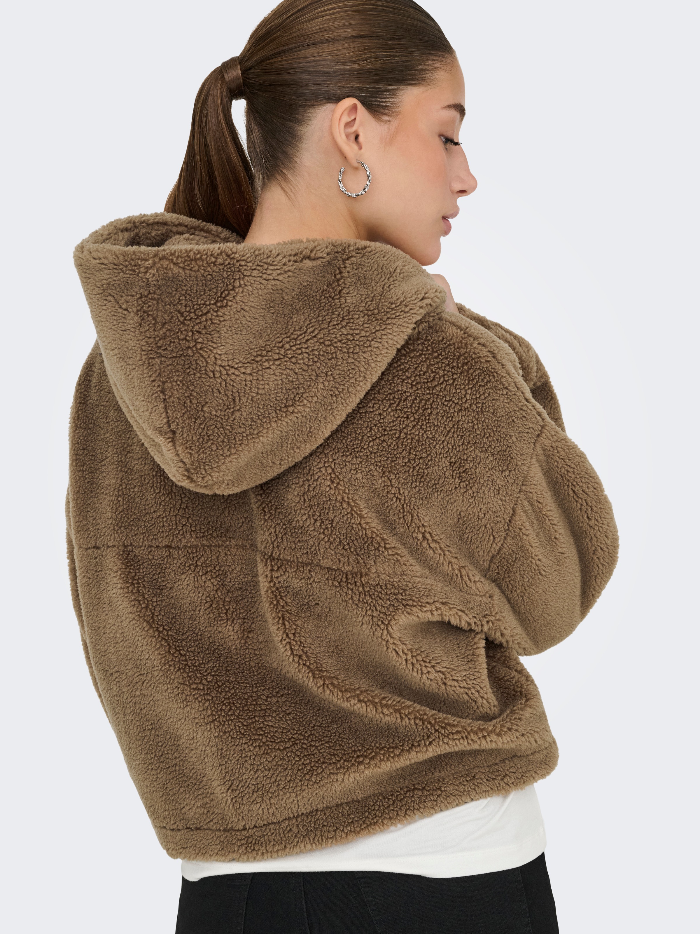 ONLY Fleecejacke »ONLSIENA TEDDY ANORAK LIFE CC OTW«, mit Kapuze